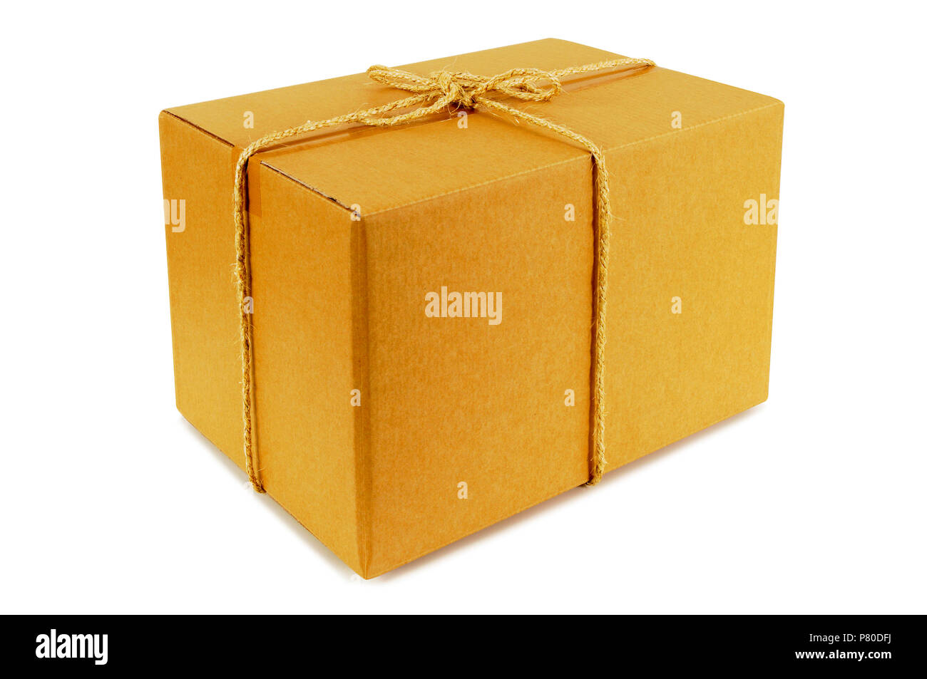 Cardboard box tied with rope Stock Photo Alamy