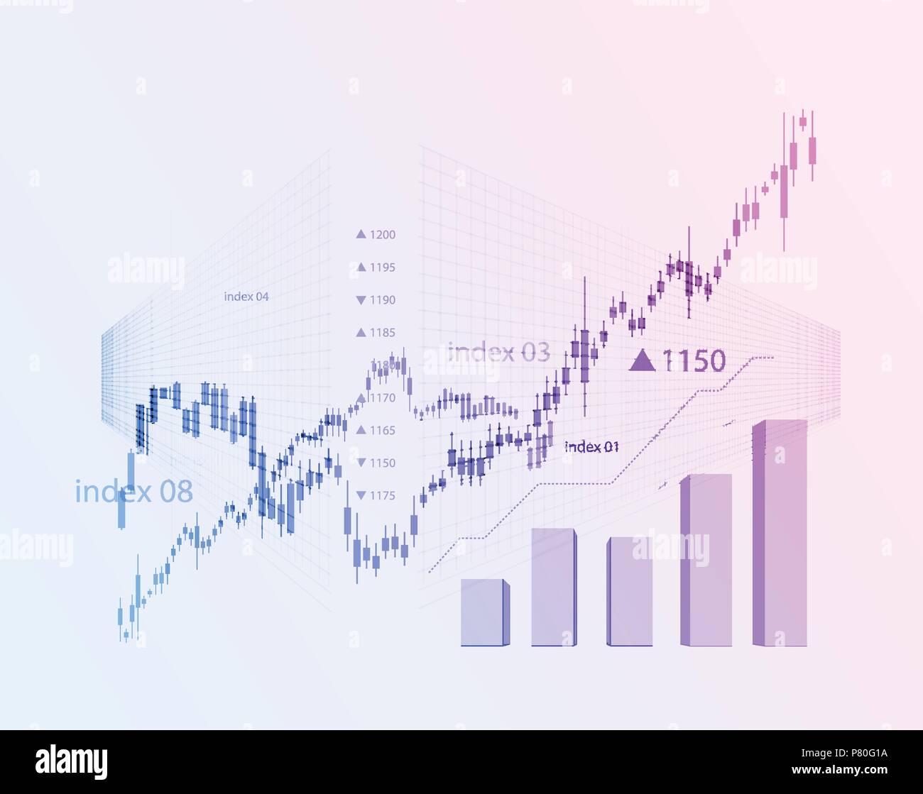 The schedule for changing the stock market graph in a positive direction. The investment economy and the development of new financial tools for trade online. Vector Stock Vector