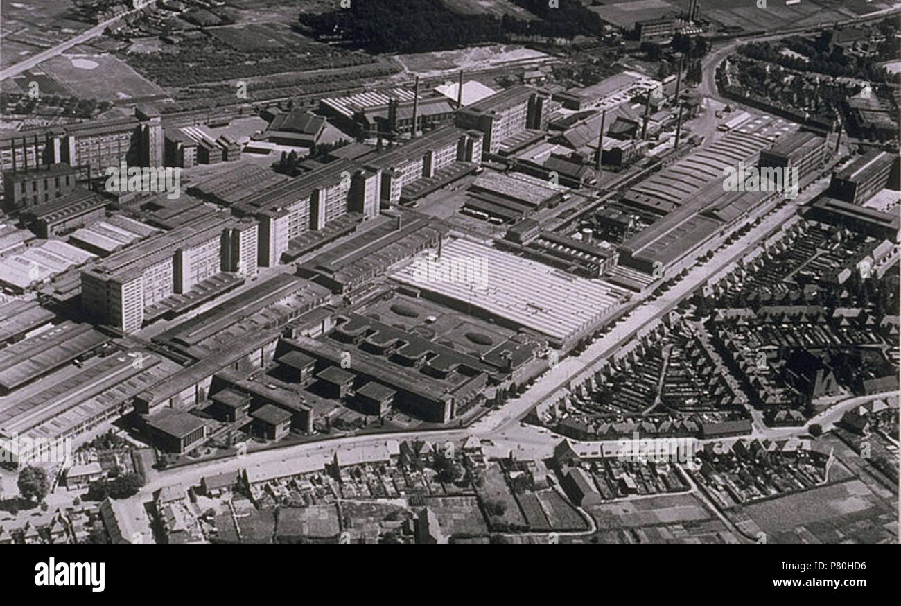 English Philips factory Strijp works in Eindhoven seen from the air in