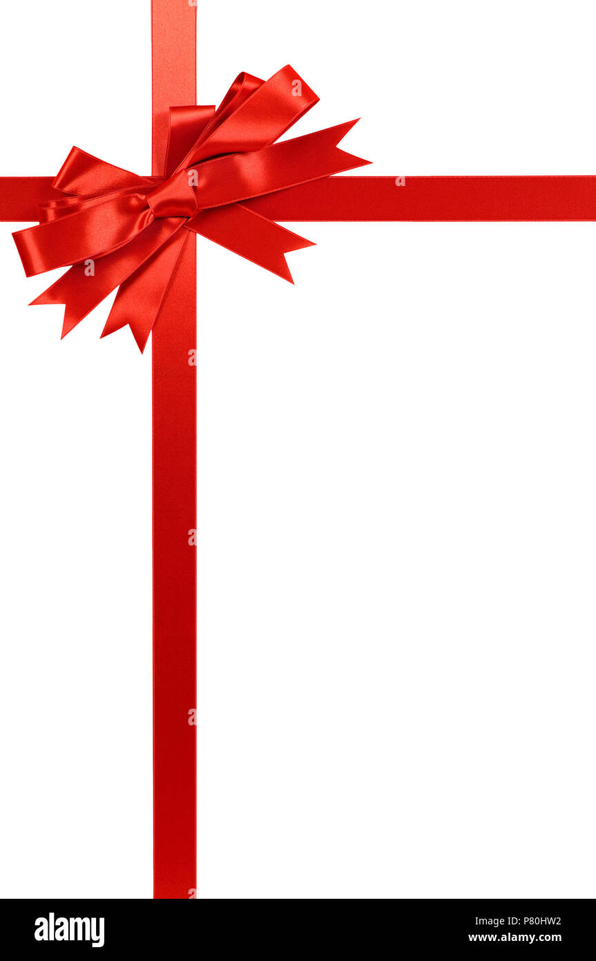 Red gift bow and ribbon isolated on white background vertical Stock ...