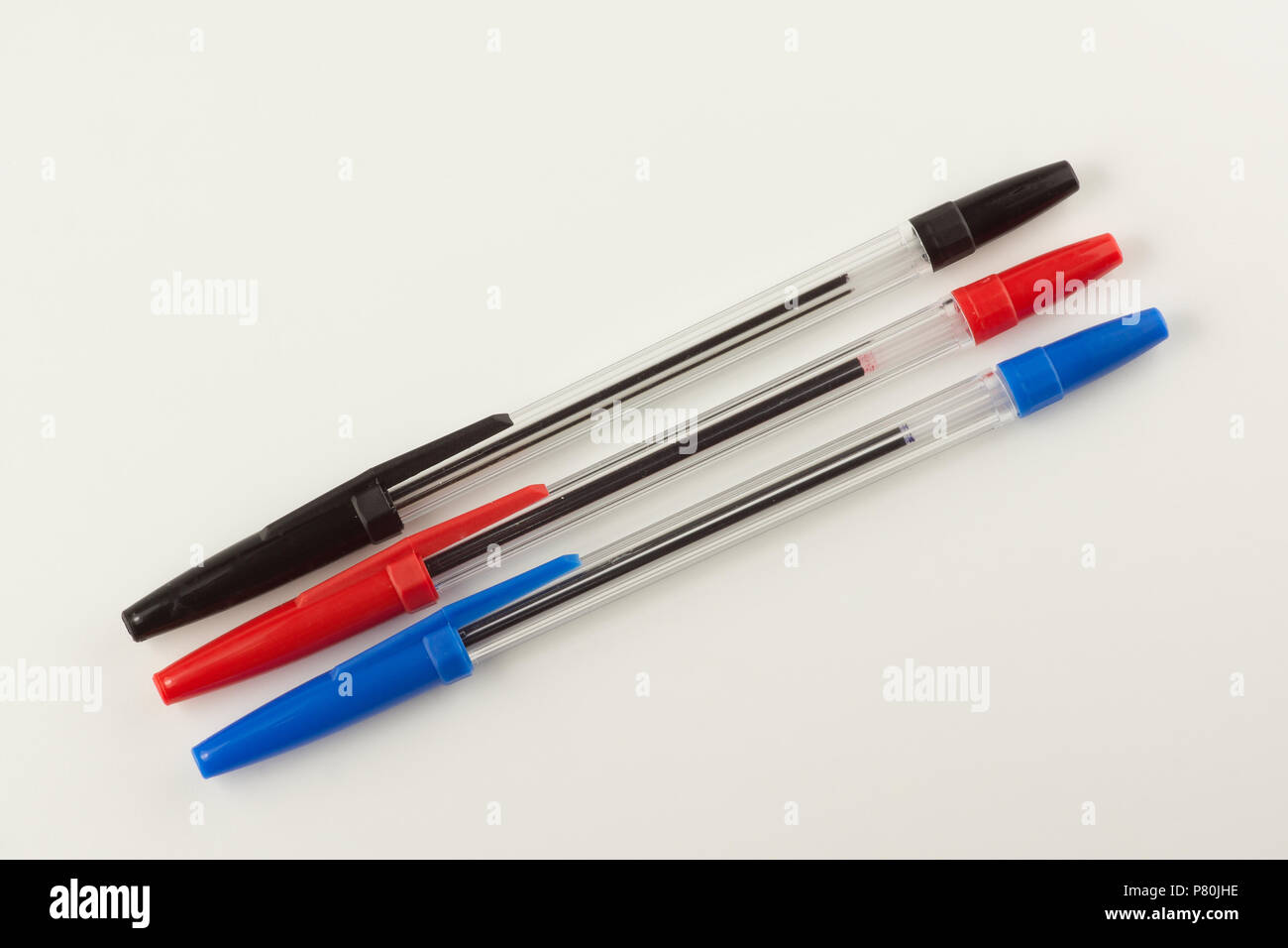 three color handles close-up on isolated background Stock Photo