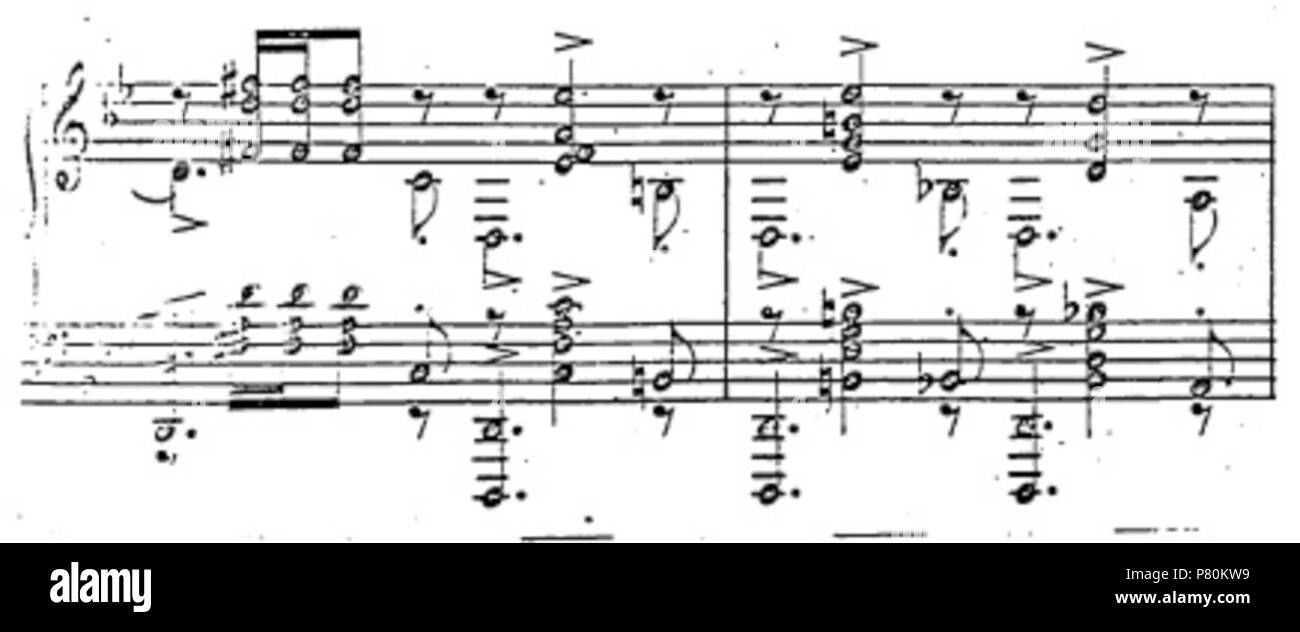 English: excerpt from score, published 1918 . 1918 324 Rachmaninoff op 23 No. 5 m29-30 Stock Photo
