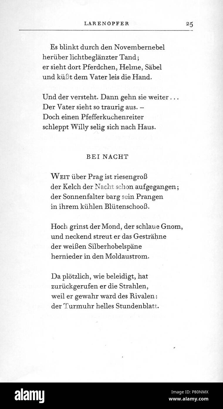 Larenopfer Deutsch Dies Ist Ein Scan Eines Buches English This Is A Scan Of A Lyrics Edition N A 334 Rilke Larenopfer 25 Stock Photo Alamy