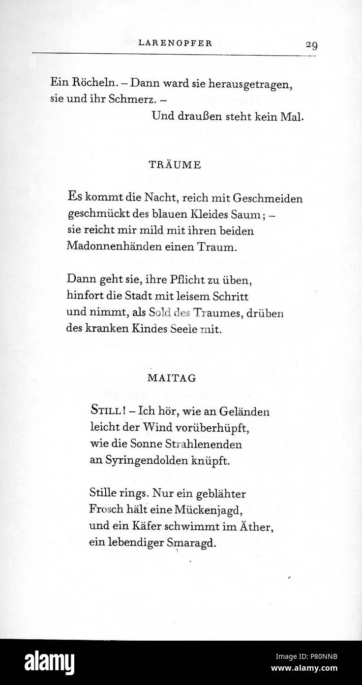 larenopfer deutsch dies ist ein scan eines buches english this is a scan of a lyrics edition n a 334 rilke larenopfer 26 stock photo alamy