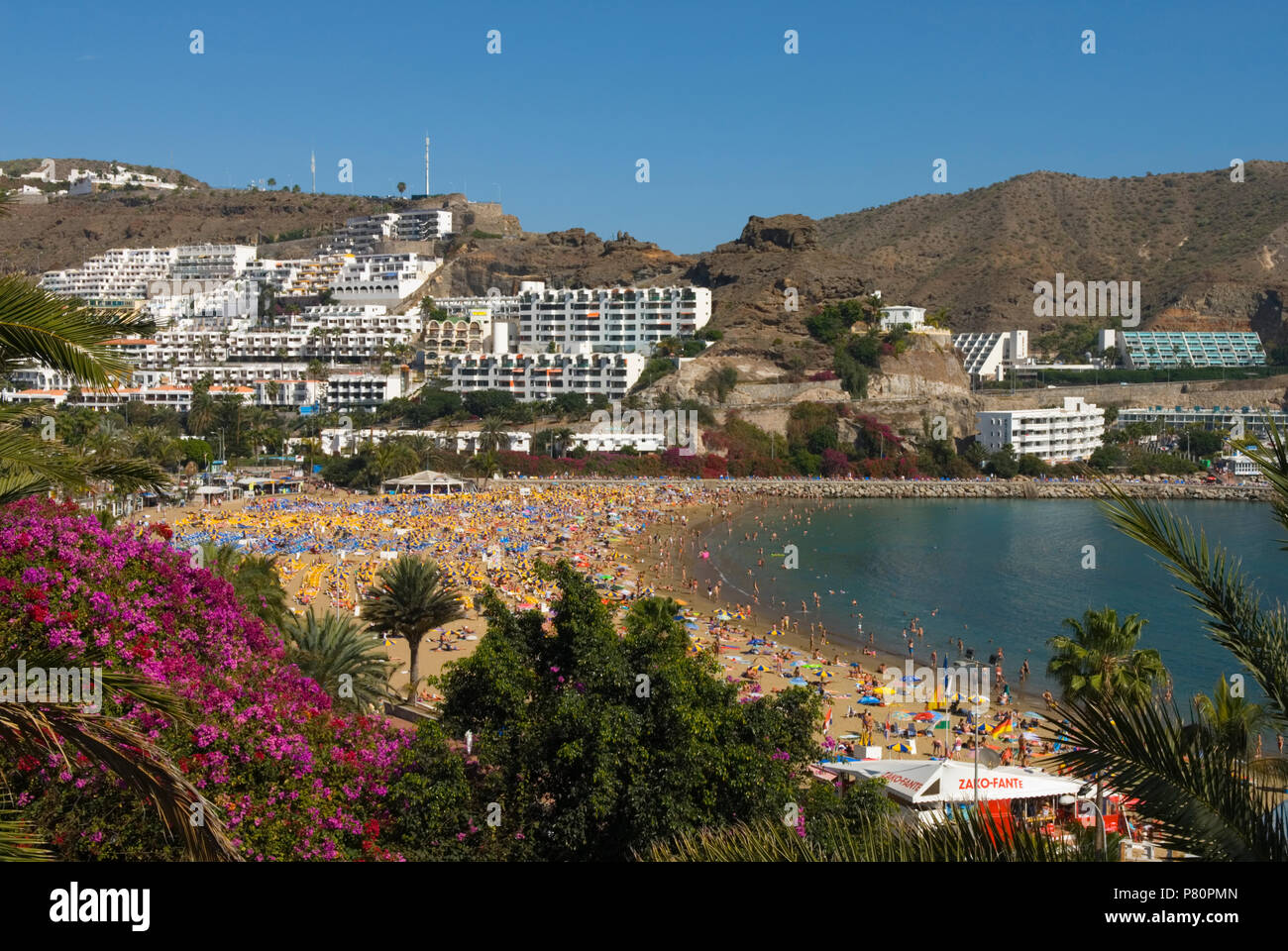 View over resort of Puerto Rico on Canarian island of Gran Canaria, Spain Stock Photo