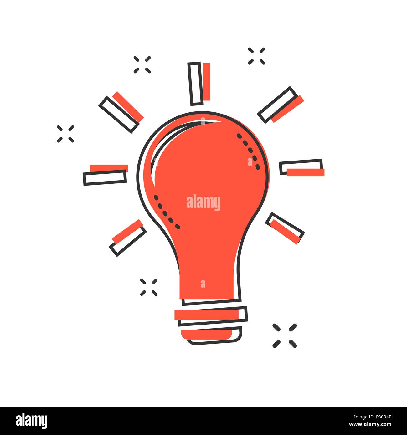 Cartoon light bulb icon in comic style. Bulb idea illustration pictogram.  Lamp sign splash business concept Stock Vector Image & Art - Alamy