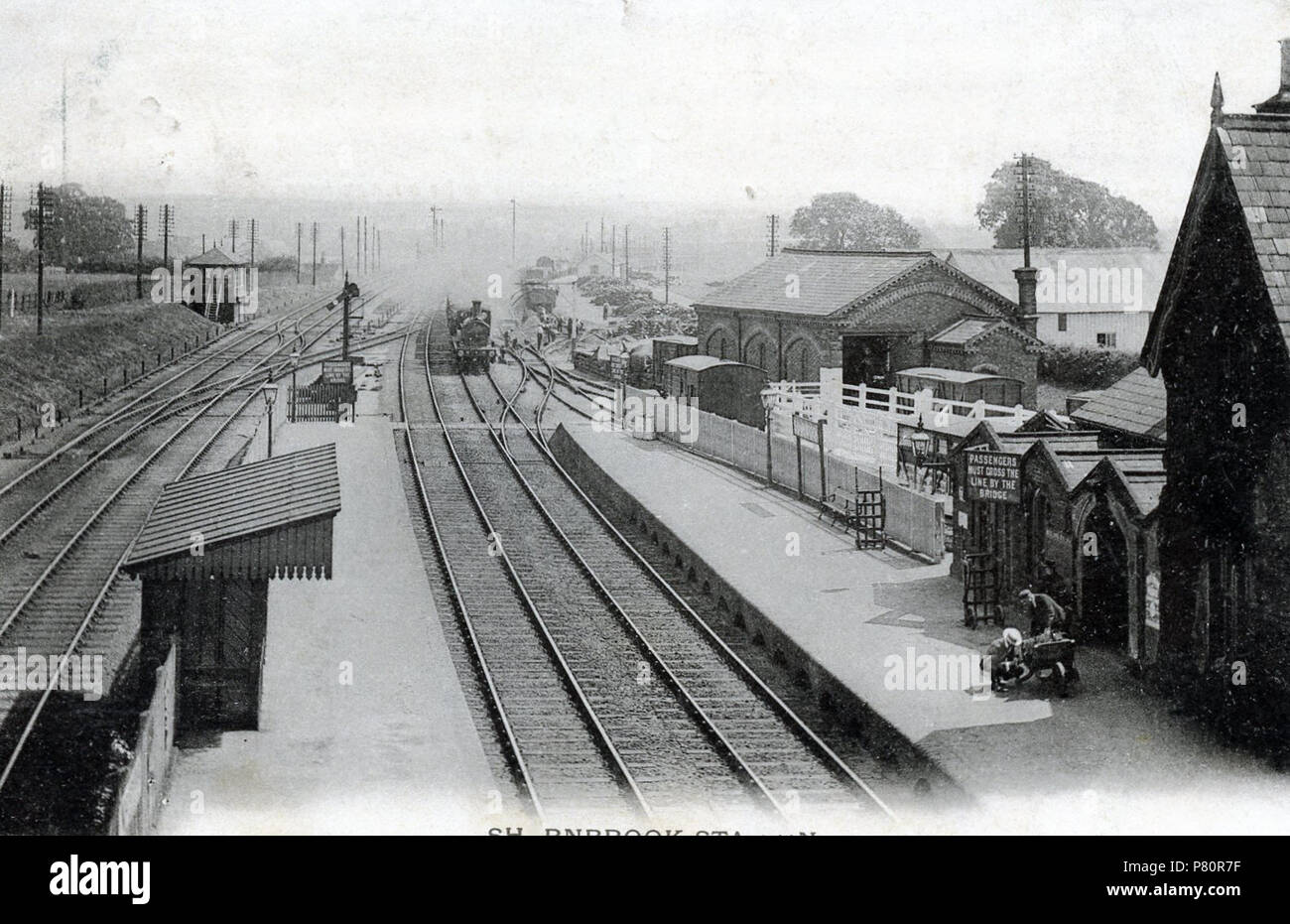 Sharnbrook railway station . Postally used 21 April 1908 345 Sharnbrook railway station (postcard) Stock Photo