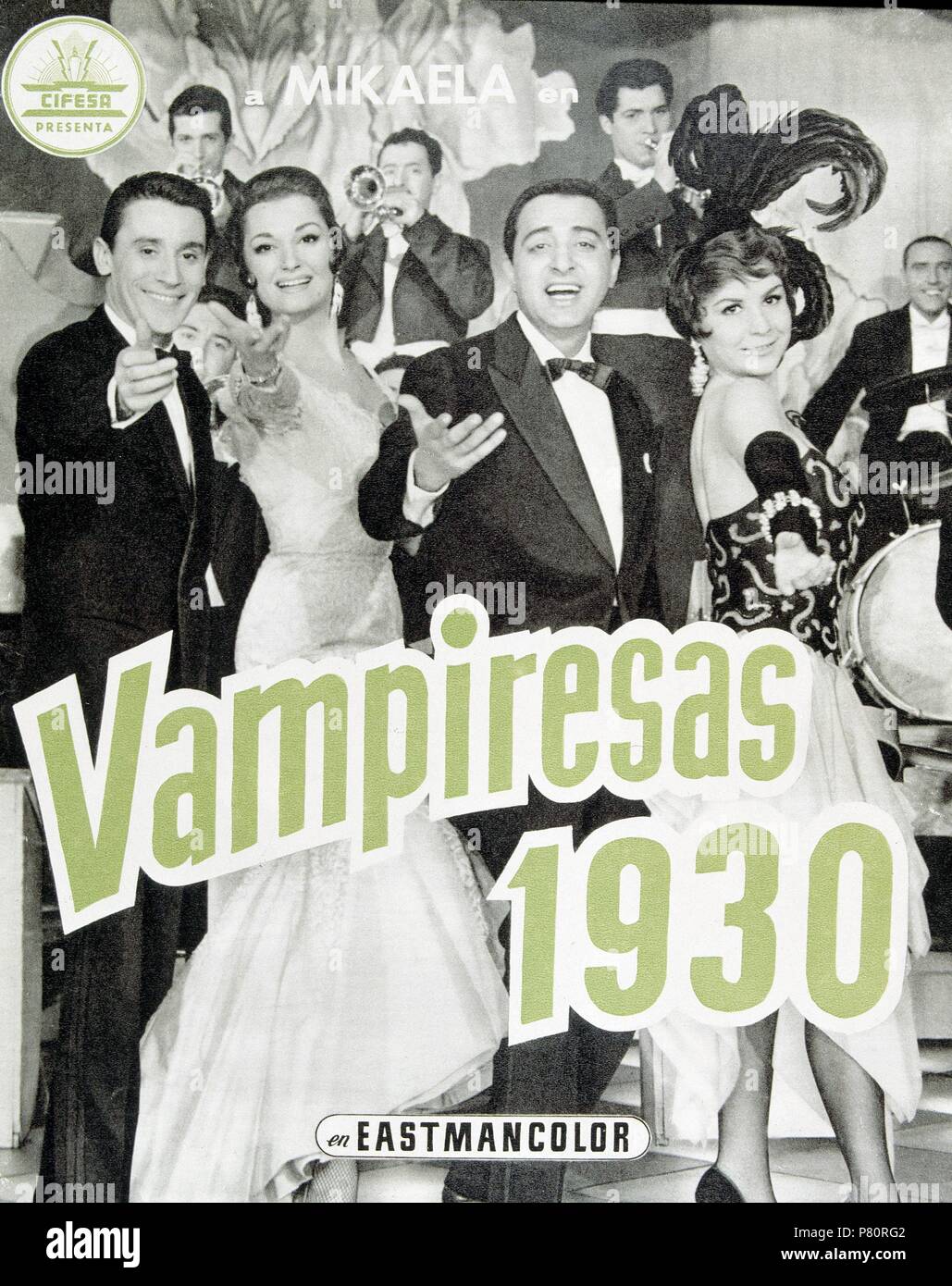 Cartel de la película ' Vampiresas '. DIrector Jesus Franco. Mikaela / Micaela Rodríguez Cuesta con Lina Morgan y Antonio Ozores. 1961. Stock Photo