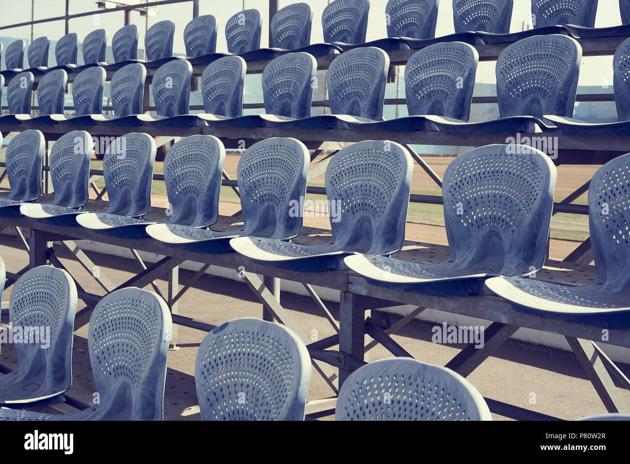 Blue soccer stadium seats Stock Photo Alamy