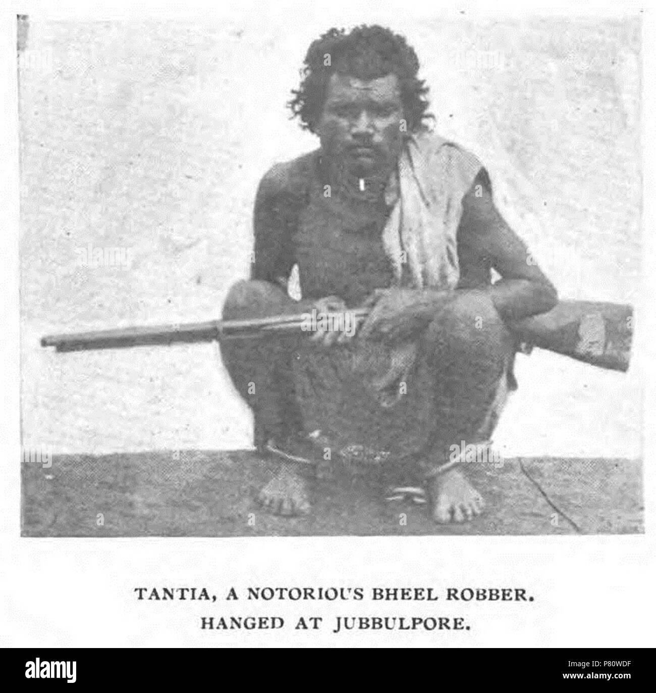 English: Tantia (c.1844-1890) was a member of the Bhil tribe and a renowned robber. He was tried and hanged in December 1890. 1 January 1906 363 Tantia Bhil, a legendary robber in Central India Stock Photo