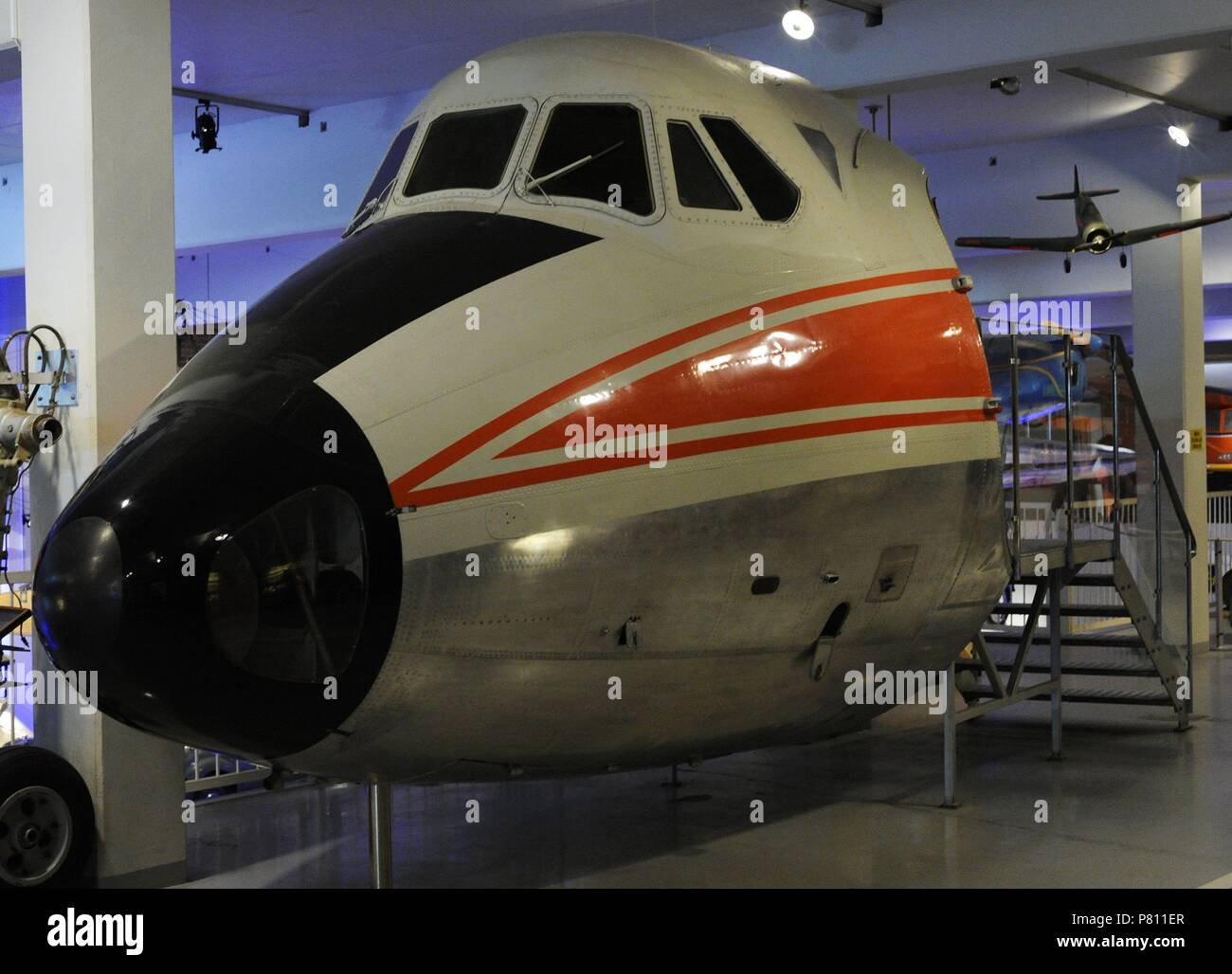 Vikers Viscount. Medium-range airliner driven by four turboprop engines. Variants: Type 784. Production variant for Philippine Air Lines with Dart 510s, 48 seats and slipper tanks, three built, first delivered in May 1957. Maritime and Science Museum. Malmo. Sweden. Stock Photo