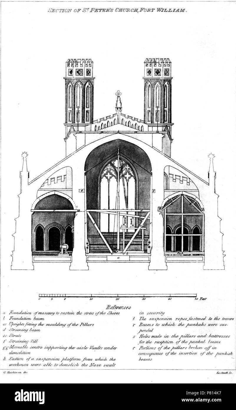 Front plan of St. Peter's Church, Fort William, Calcutta . 1836 357 StPetersChurchCalcutta Stock Photo