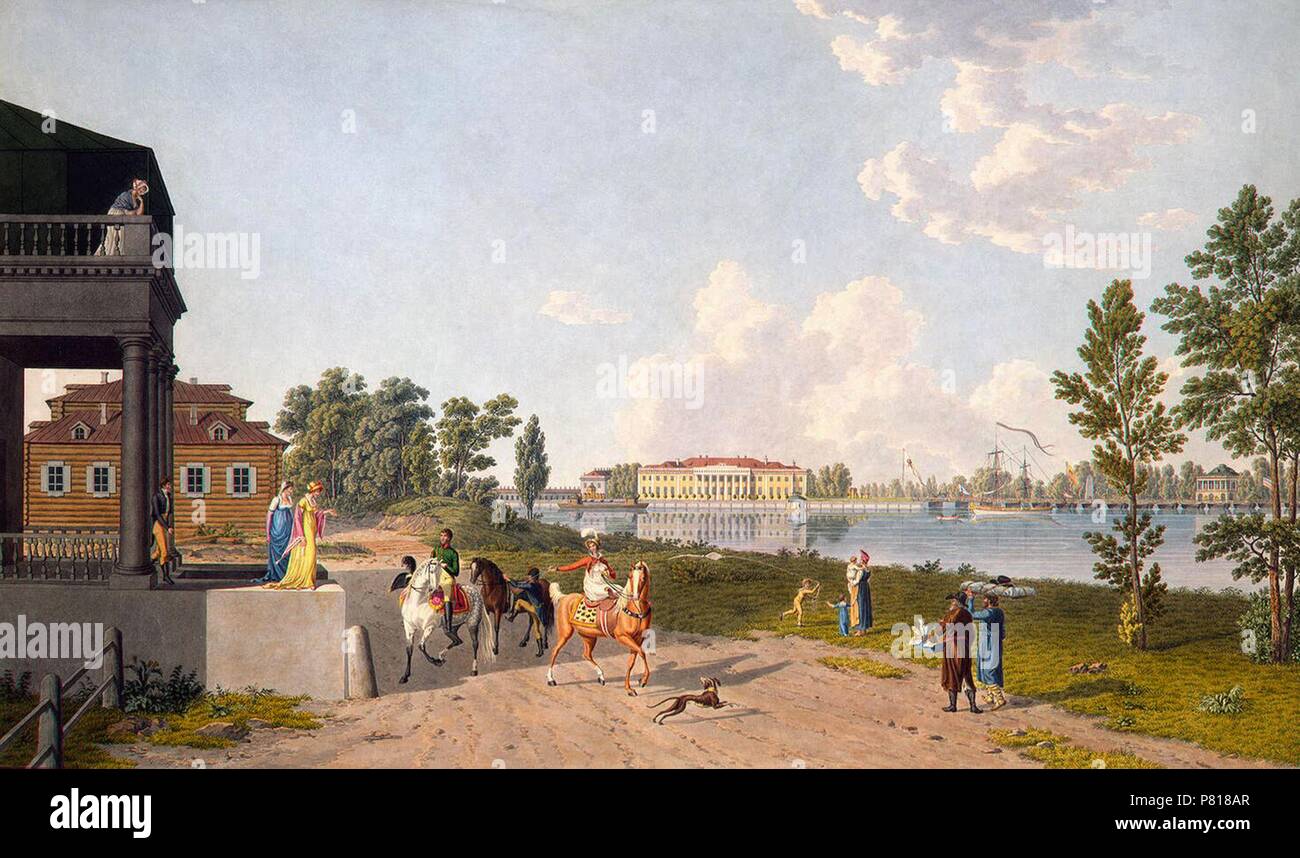 View of the Kamennoostrovsky Palace from Aptekarsky Island in St Petersburg. Museum: State Hermitage, St. Petersburg. Stock Photo