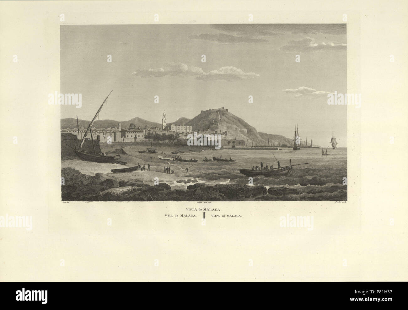 3 1806-1820, Voyage pittoresque et historique de l'Espagne, tomo II, Vista de Málaga Stock Photo