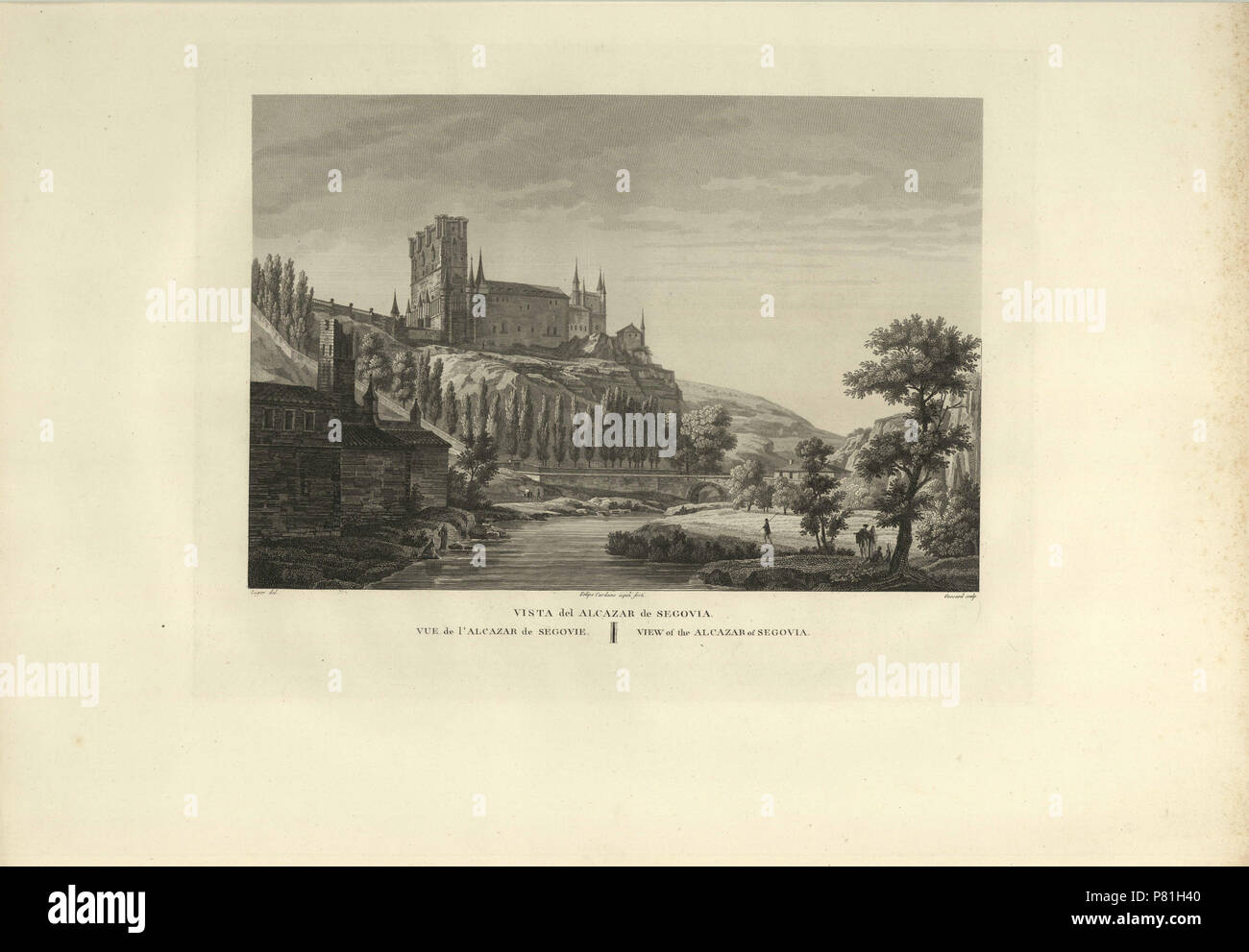 3 1806-1820, Voyage pittoresque et historique de l'Espagne, tomo II, Vista del alcázar de Segovia Stock Photo