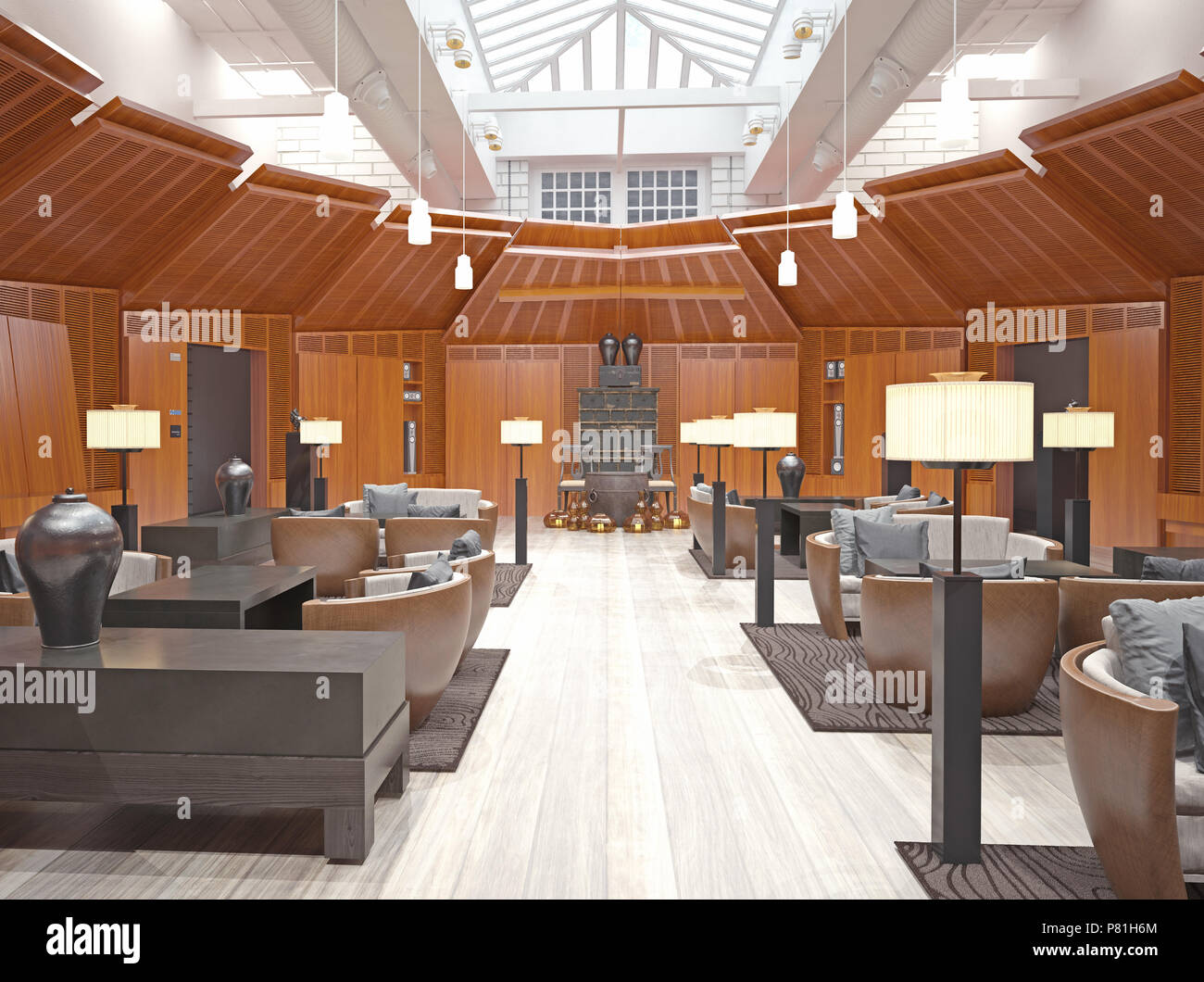 modern lobby restaurant interior. 3d rendering concept Stock Photo Alamy