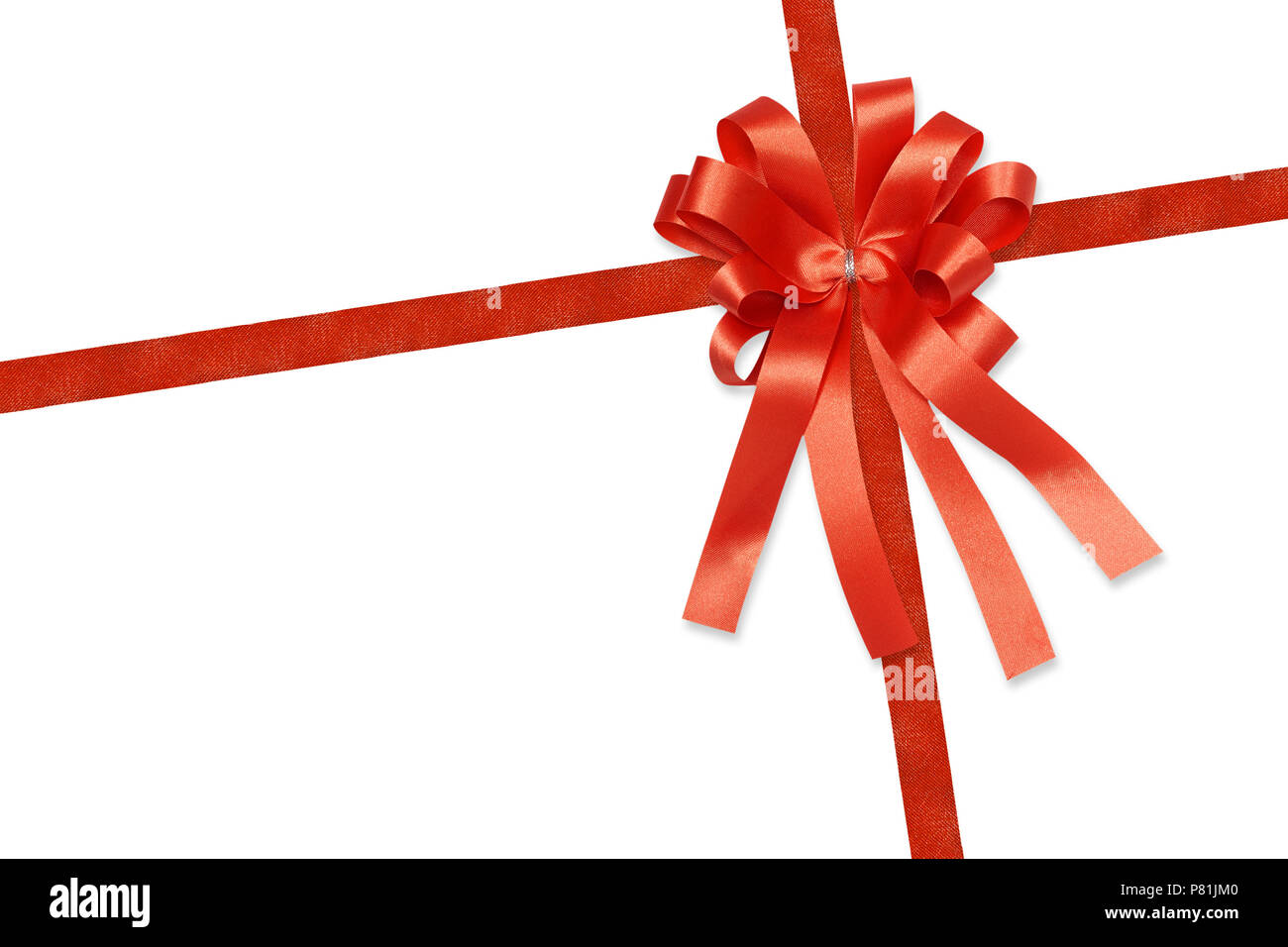 Corner with small red silk ribbon bow isolated on white Stock Photo - Alamy