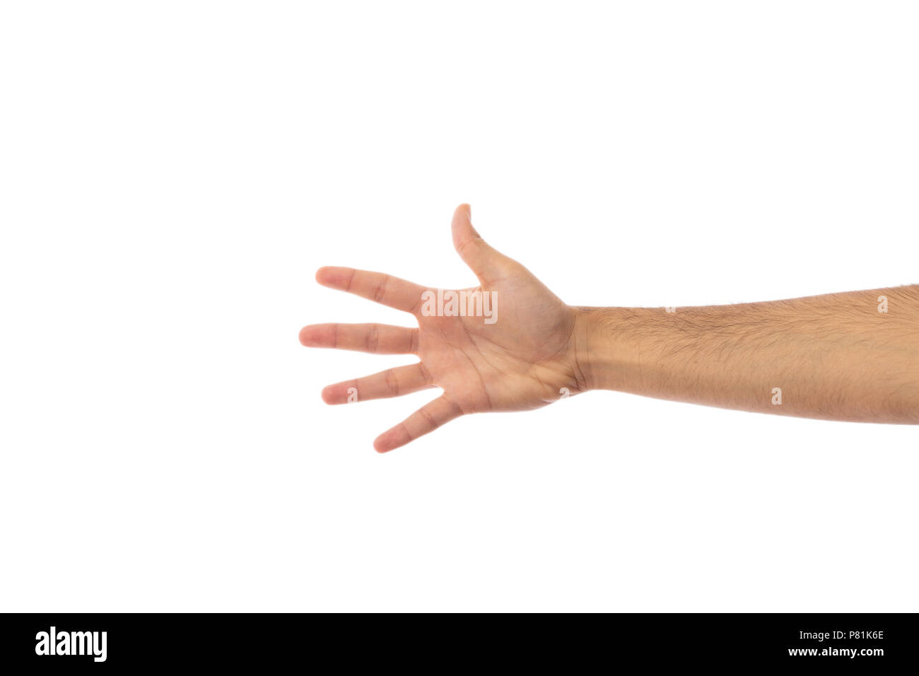 Step 5. Male hand counting five isolated on white background, clipping path Stock Photo