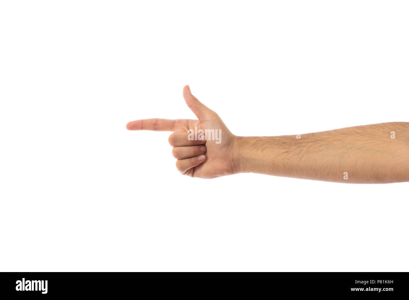 Second step. Male hand counting two isolated on white background, clipping path Stock Photo