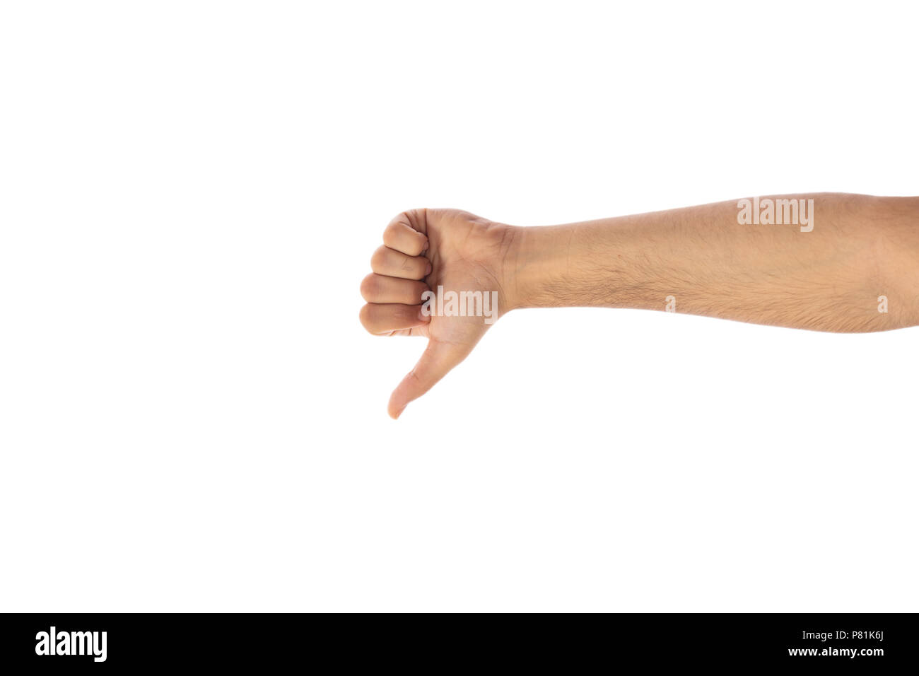 Thumb down gesture, rejection sign, isolated on white background, clipping path Stock Photo