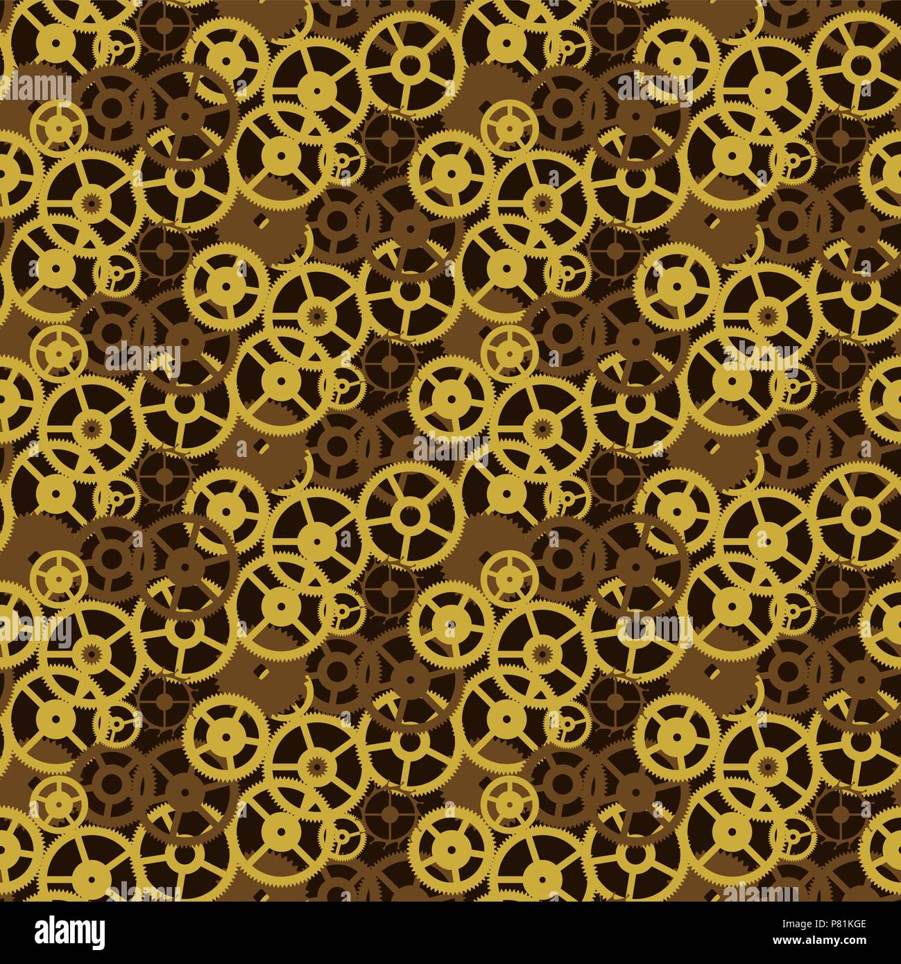 Vintage vector background old gears mechanism seamless pattern Stock Vector