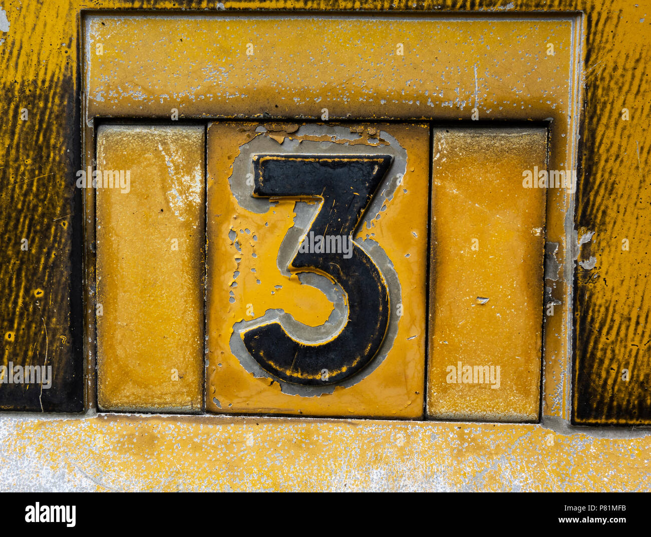 Written Wording in Distressed State Typography Found Number Three 3 ...