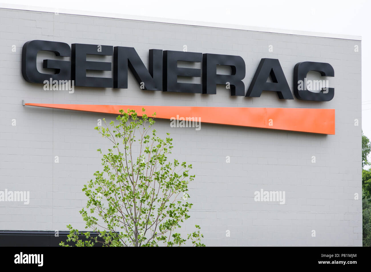 A logo sign outside of the headquarters of Generac Power Systems in