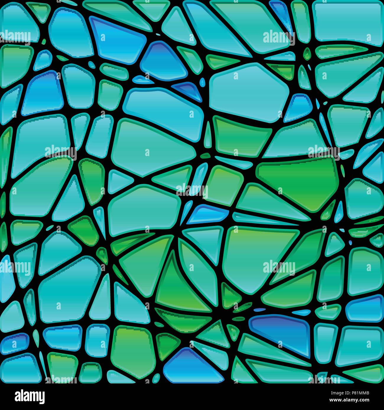 abstract vector stained-glass mosaic background - green and blue Stock ...