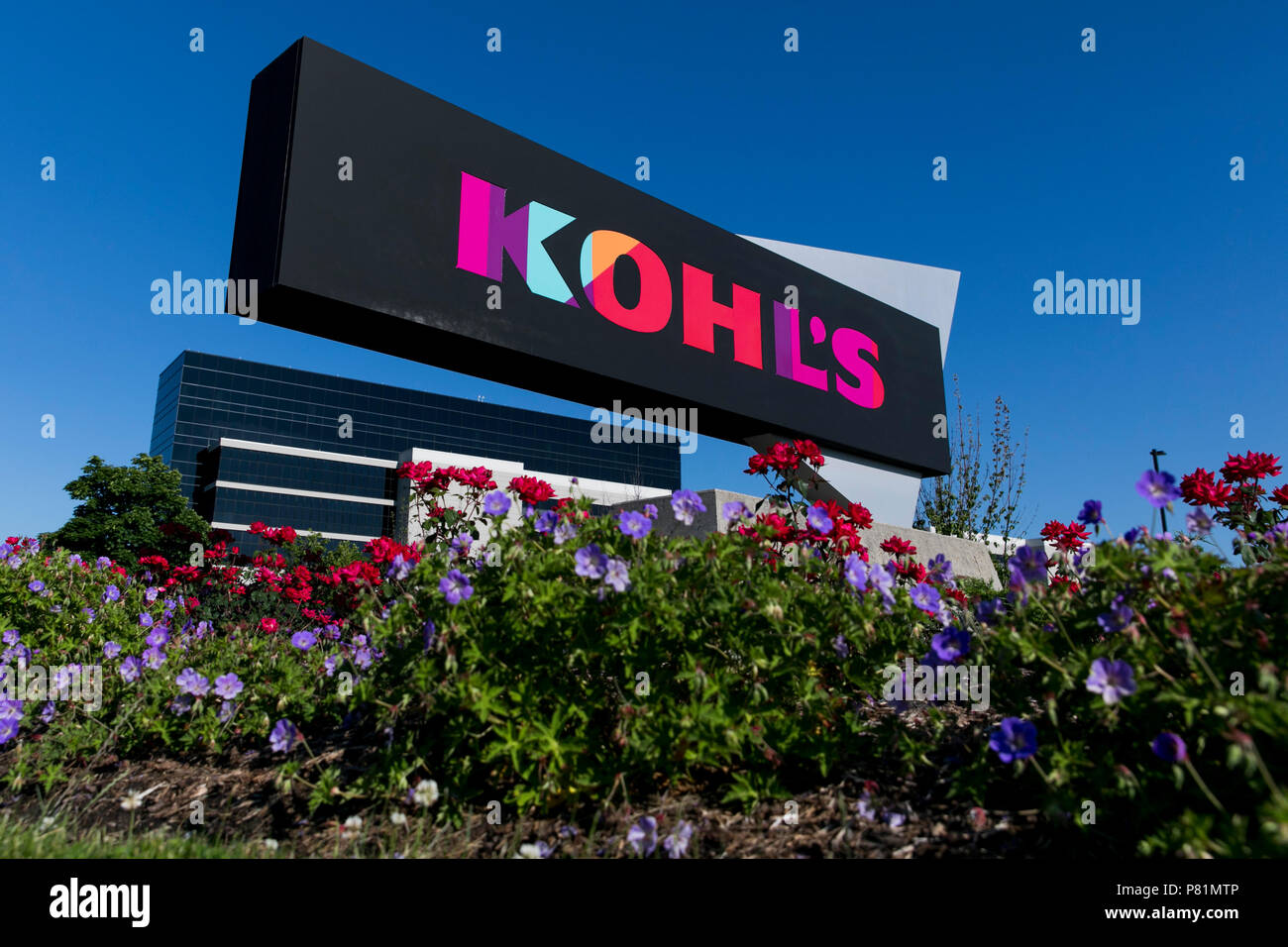 A logo sign outside of the headquarters of the Kohl's Corporation in