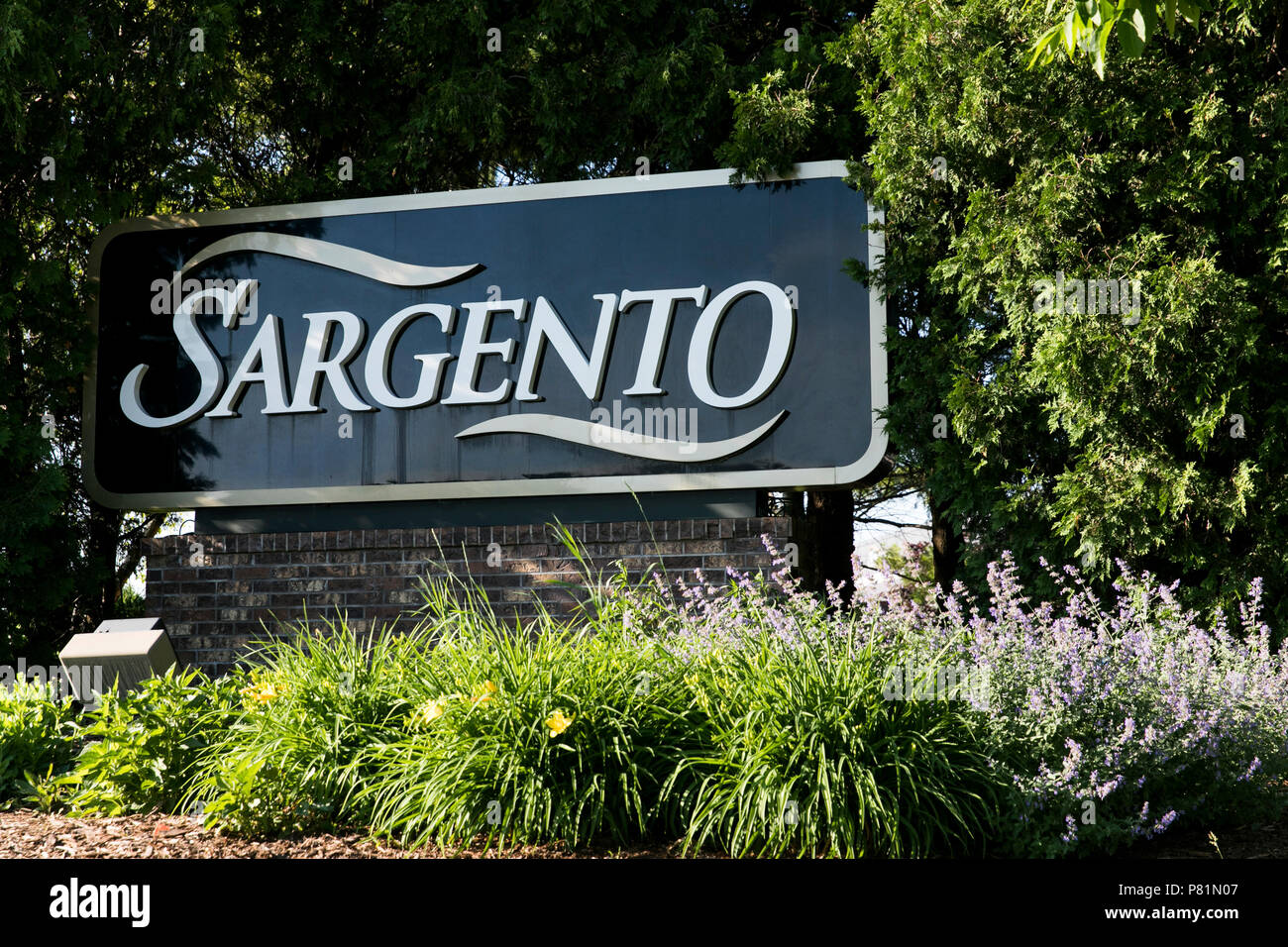 A logo sign outside of the headquarters of Sargento Foods Inc., in