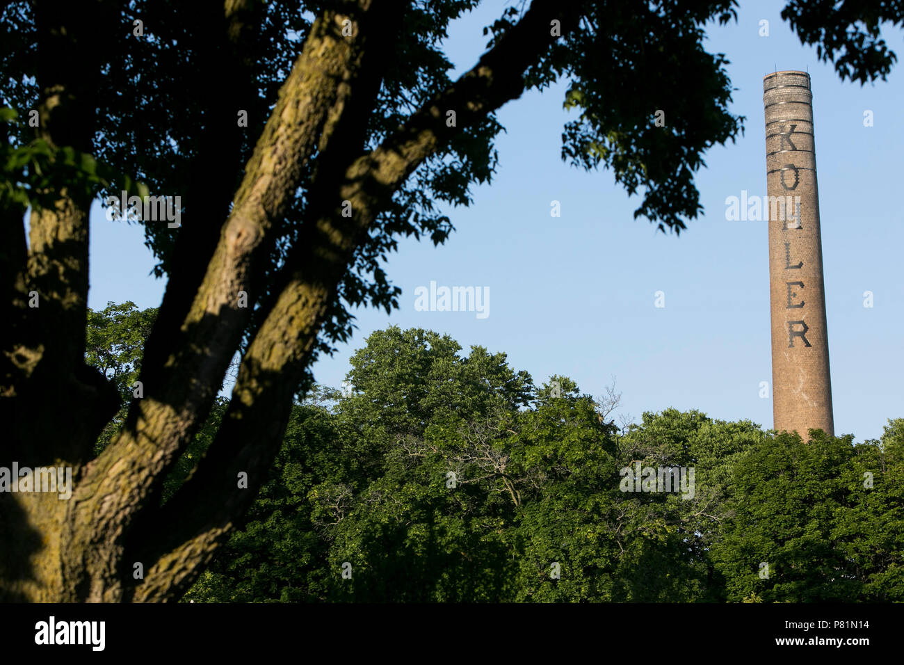 A logo sign outside of the headquarters of Kohler Co., in Kohler, Wisconsin, on June 24, 2018