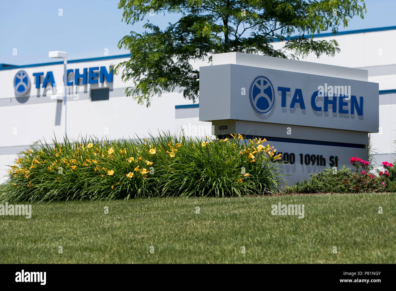 A logo sign outside of a facility occupied by Ta Chen International, Inc., in Pleasant Prairie, Wisconsin, on June 23, 2018. Stock Photo