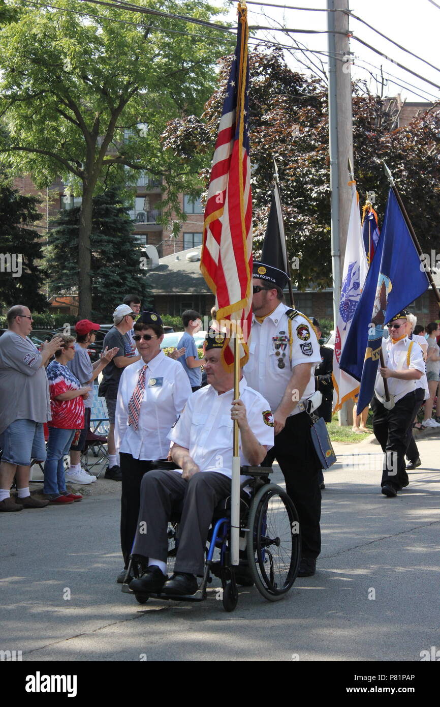 American Flag carried by war veterans in the Fourth of July Parade in