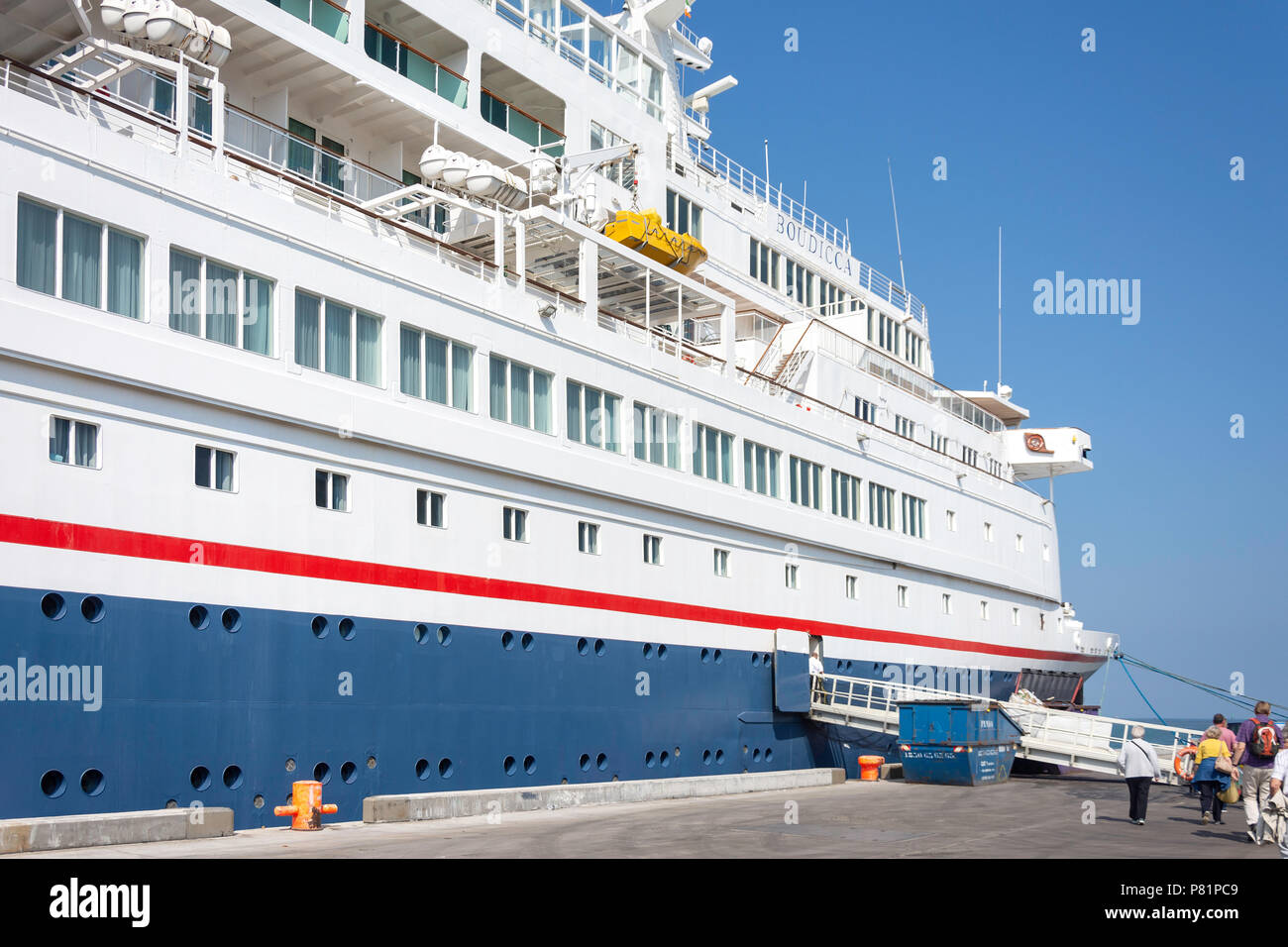 Fred Olsen's Boudicca cruise ship docked in Dublin Port, Dublin, Leinster Province, Republic of Ireland Stock Photo