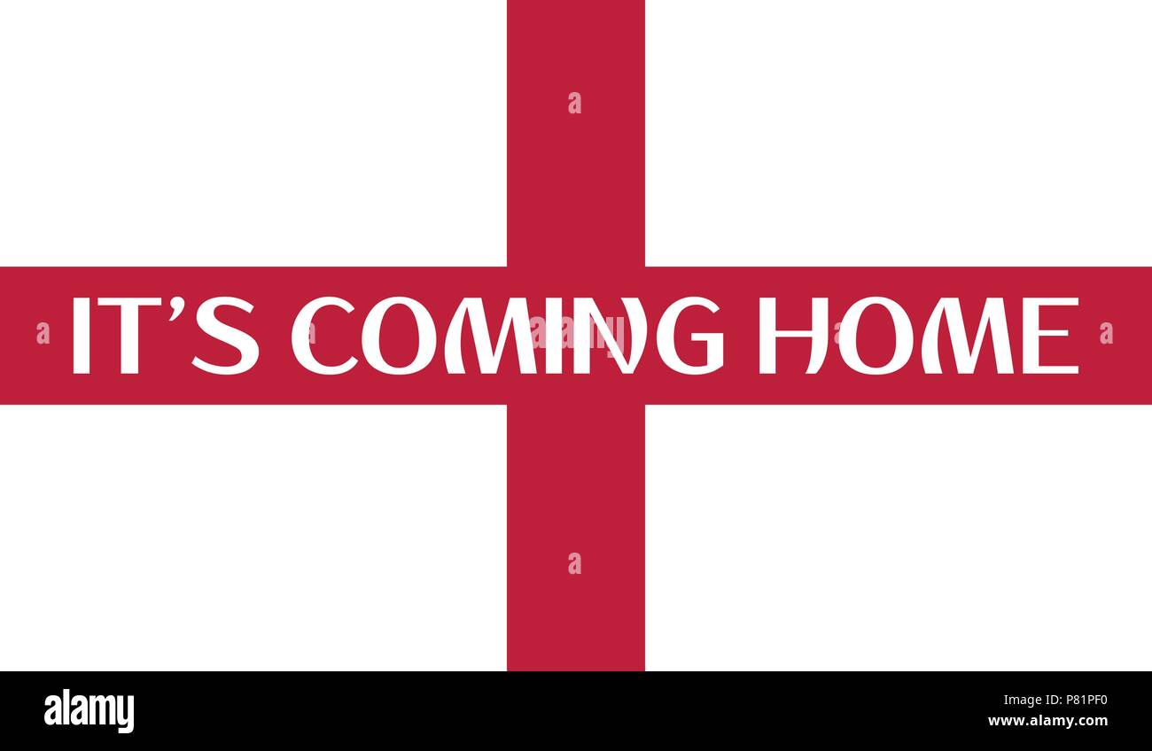 England flag national flag soccer emblem with football phrase Its coming home phrase Stock Vector