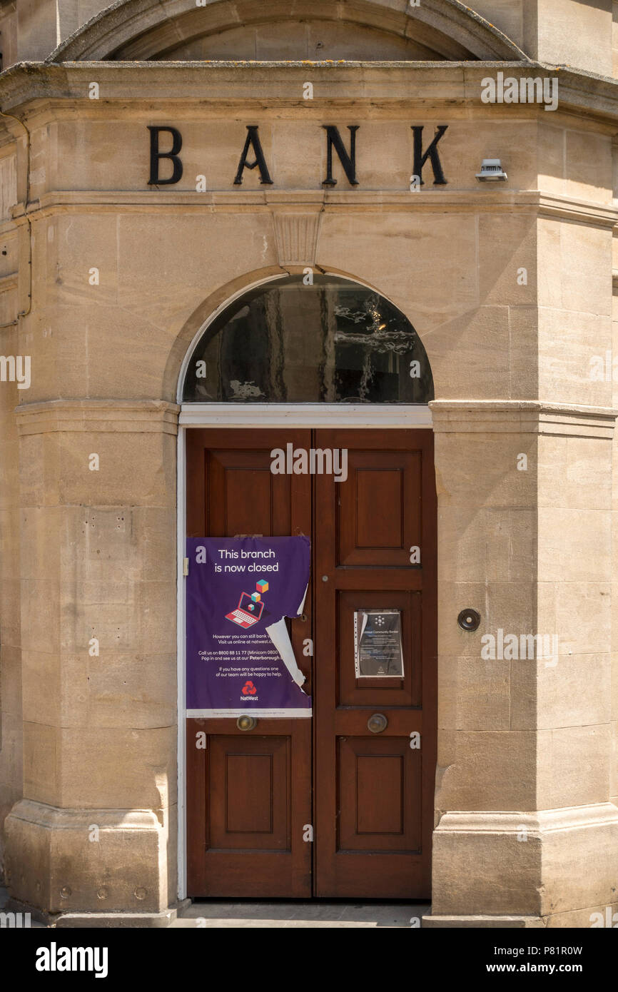 Closed down National Westminster Bank (Nat West Bank) Stamford High Street Branch Stock Photo