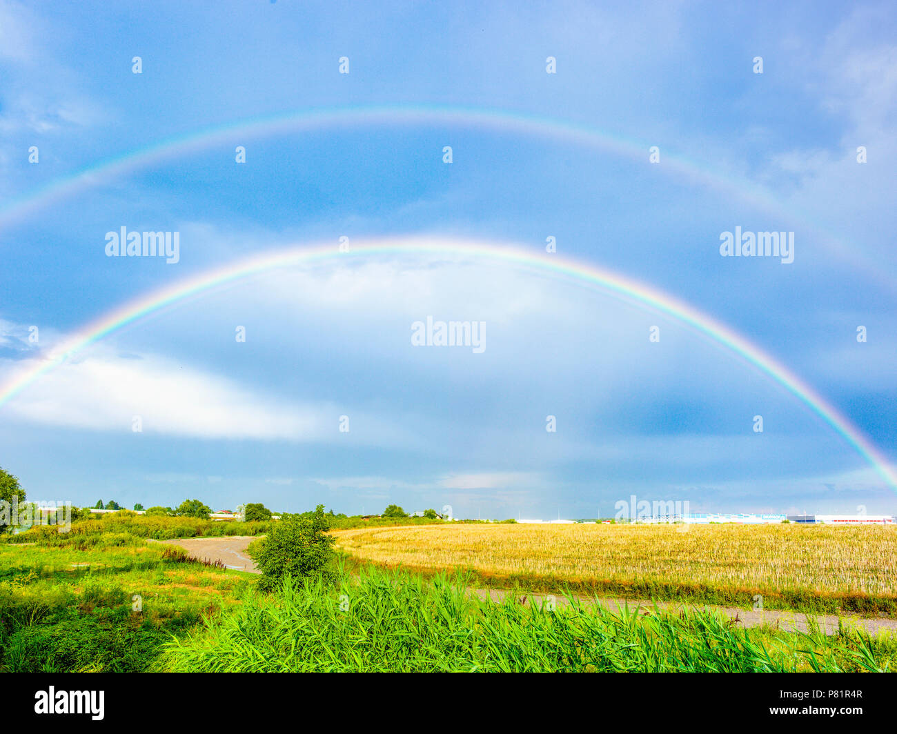 double rainbow sky Stock Photo