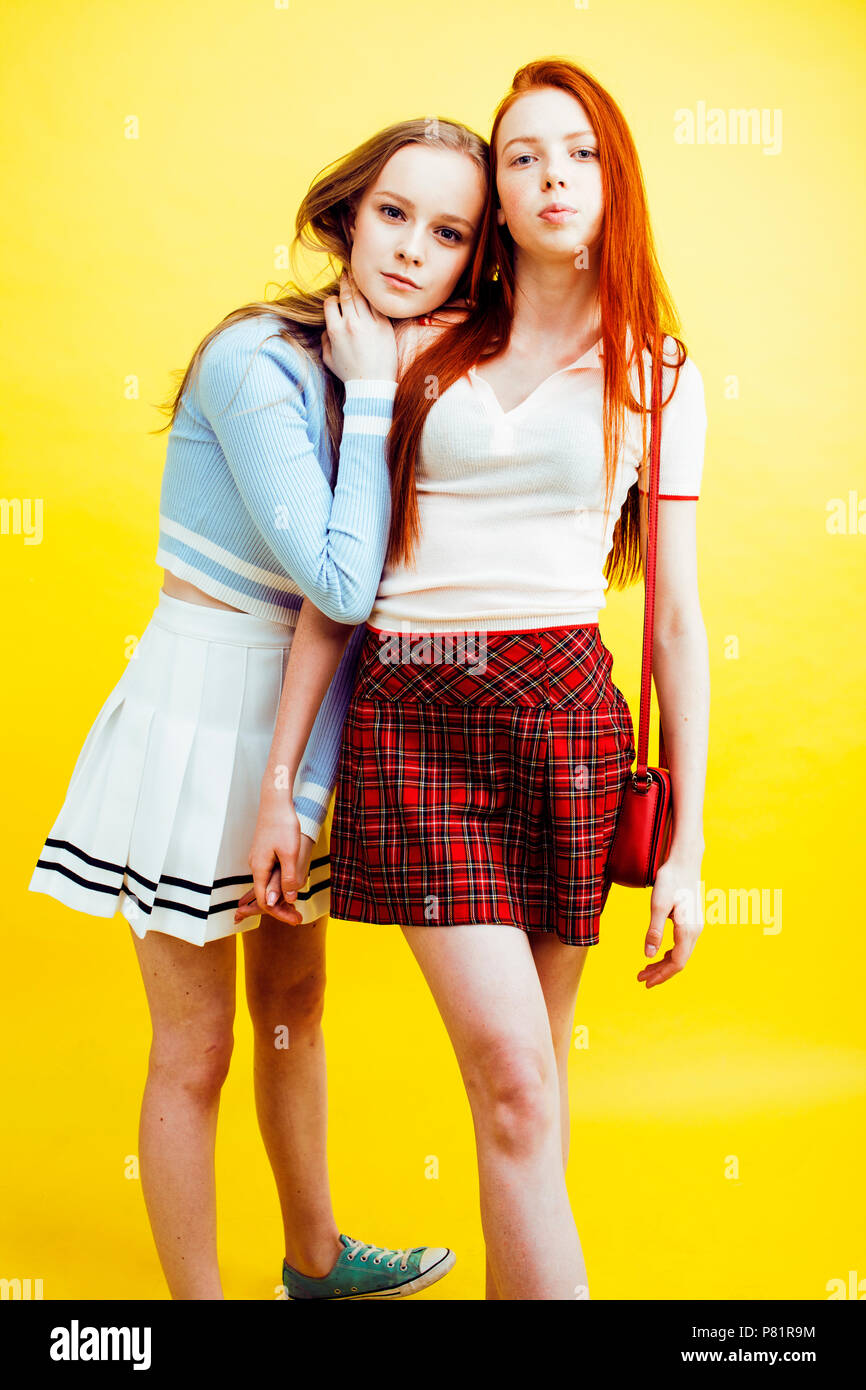 lifestyle people concept: two pretty young school teenage girls Stock ...