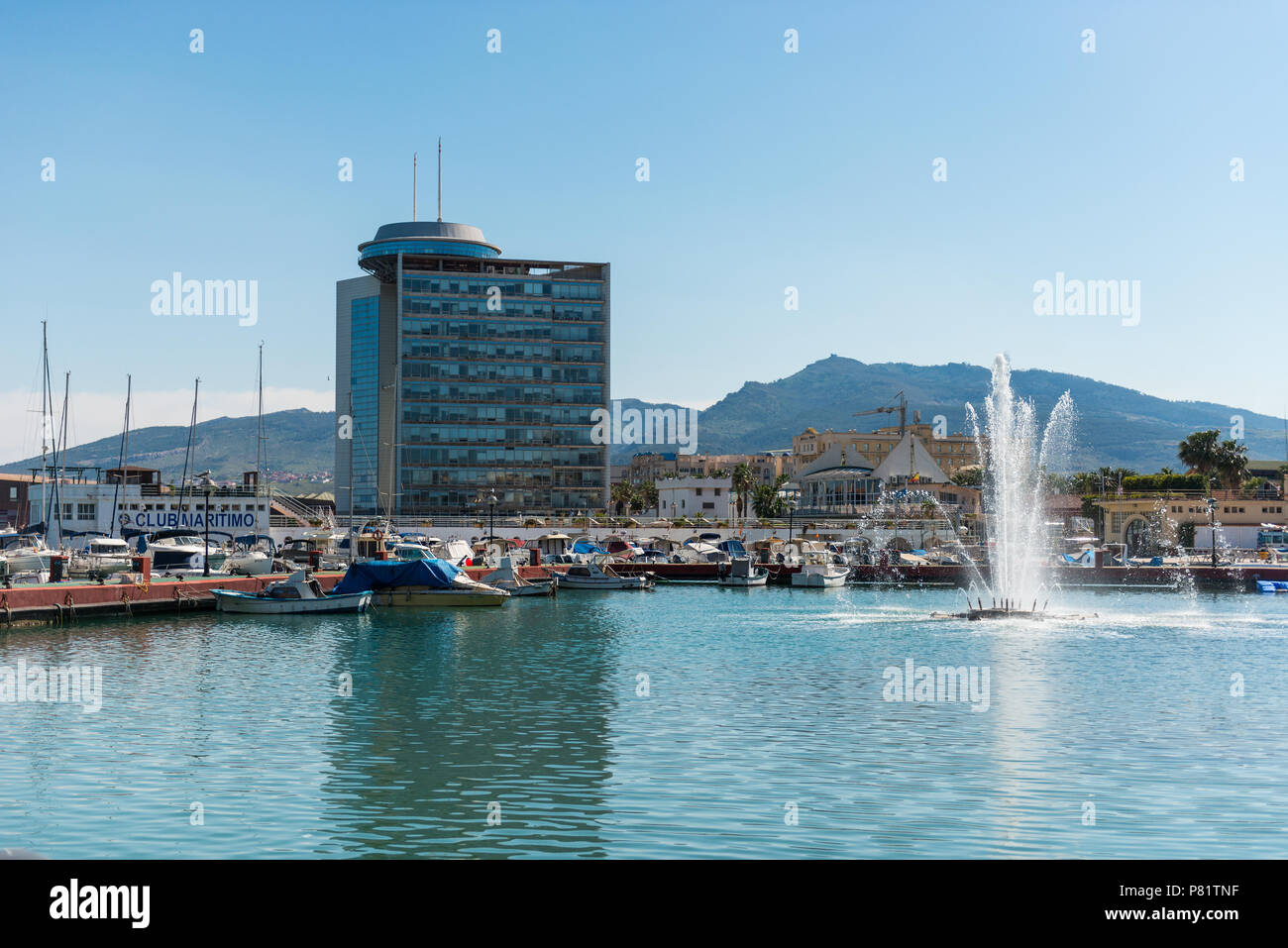 Fountain in the center of the marina of Melilla, Spain Stock Photo