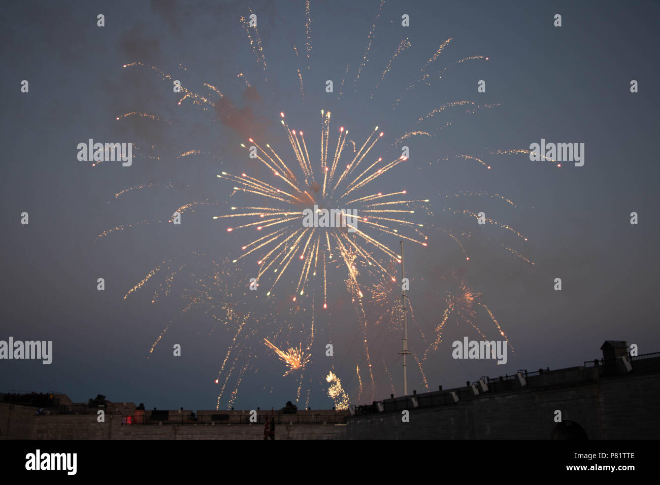 Fireworks at Fort Henry Sunset Ceremony Stock Photo Alamy