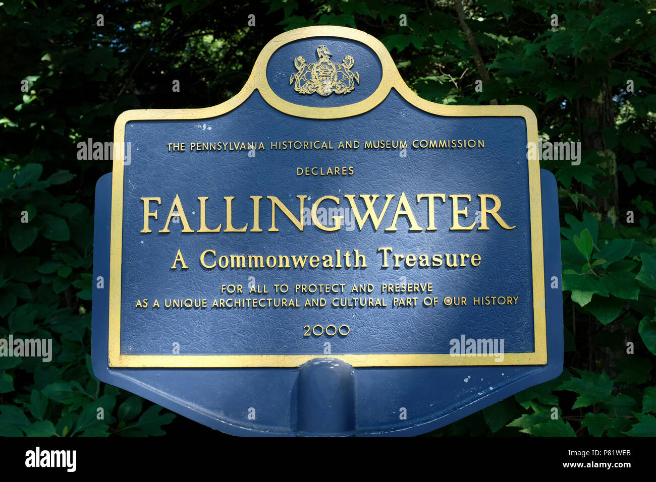Sign at Fallingwater in Pennsylvania Stock Photo