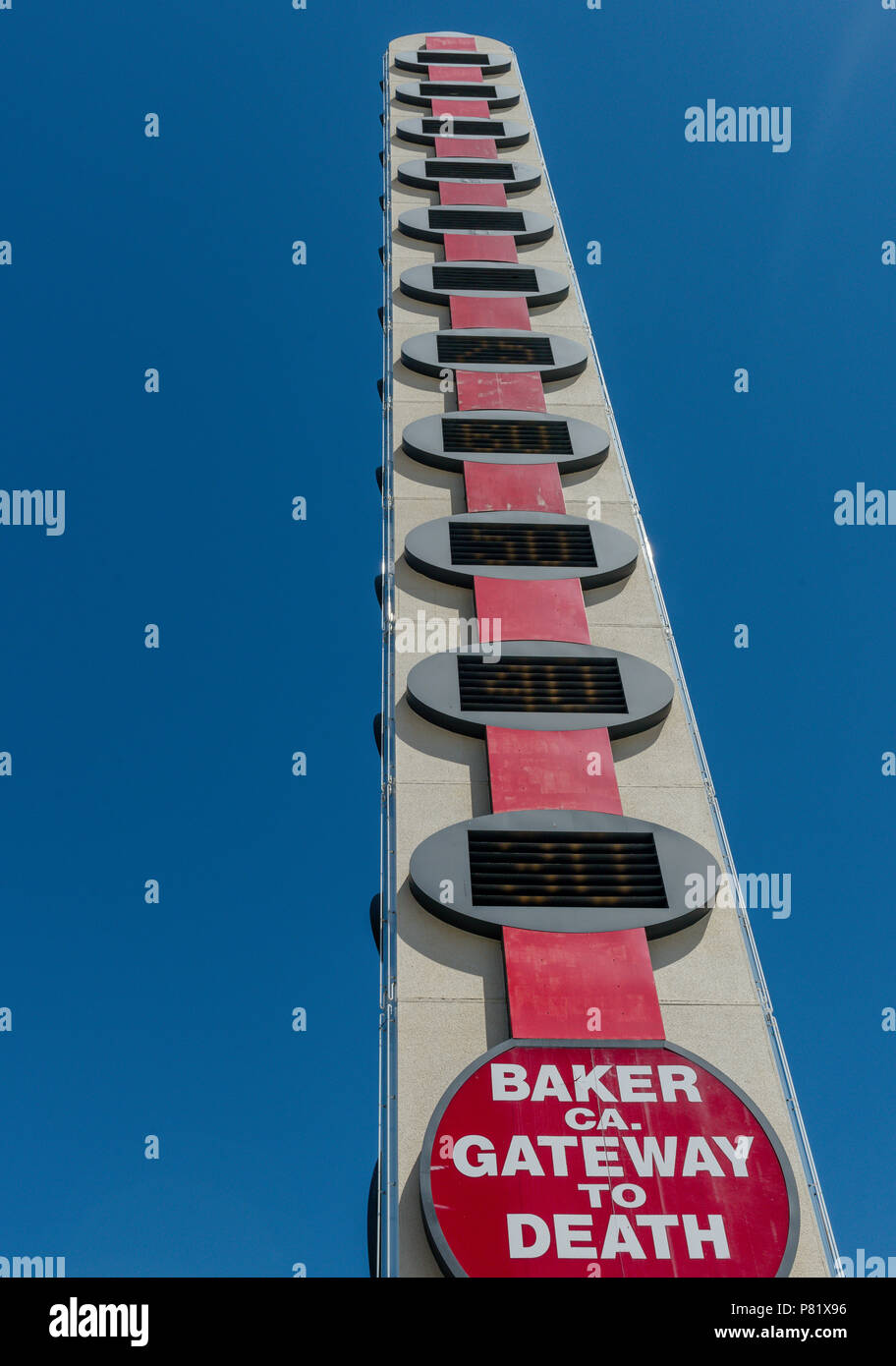 Thermometer, Baker, California Stock Photo