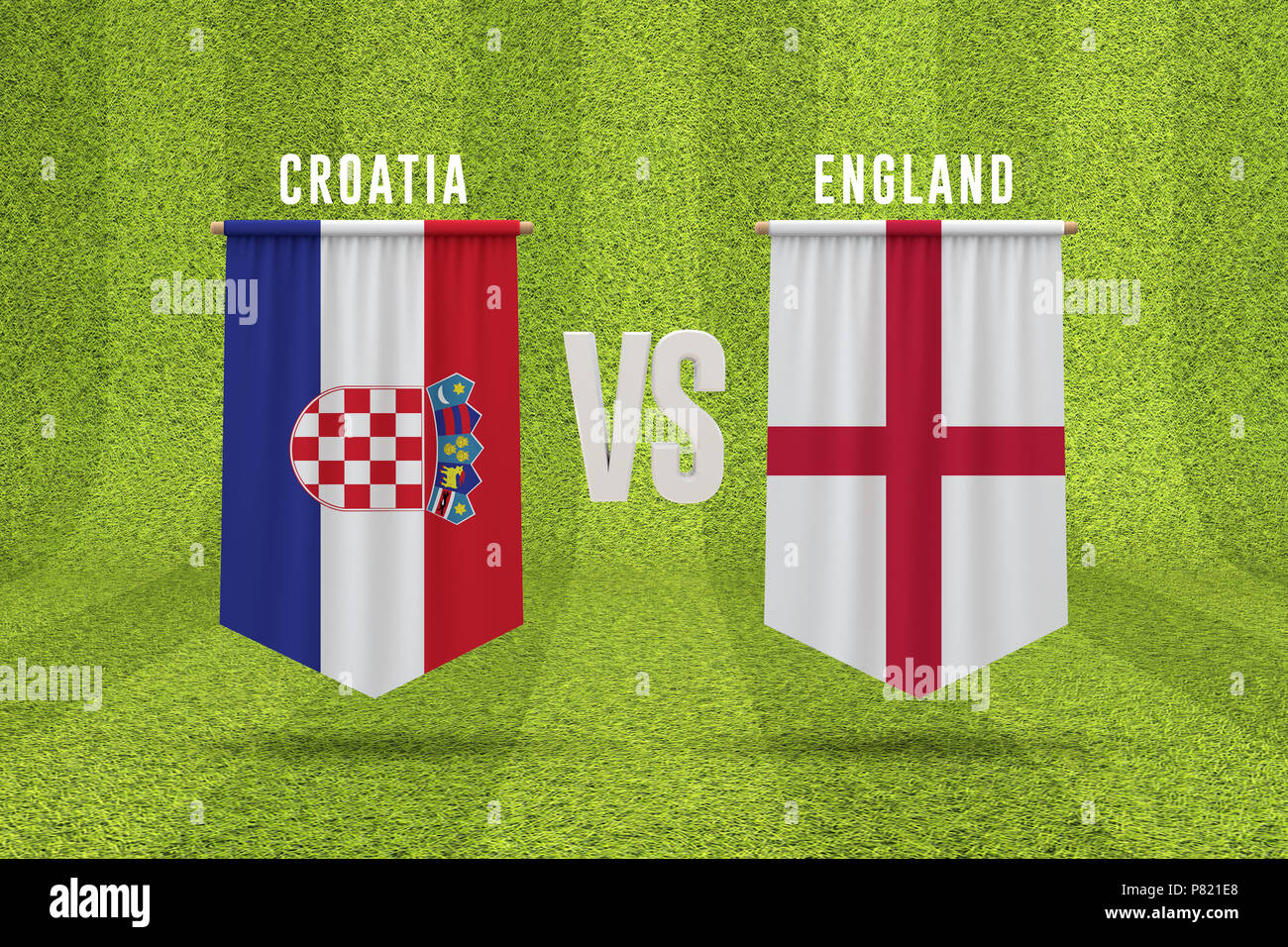 England versus Croatia soccer semi final match 3D Rendering Stock