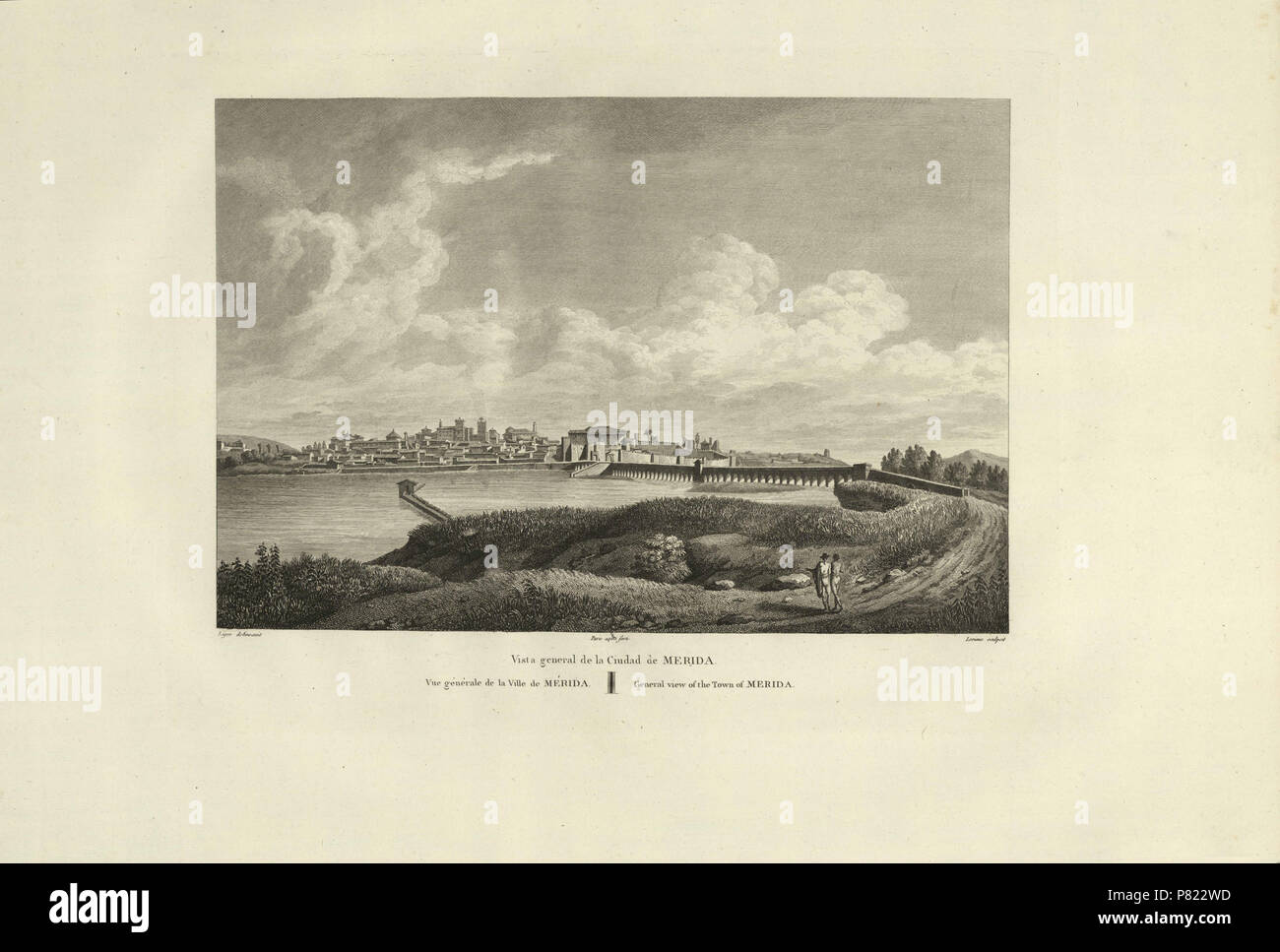3 1806-1820, Voyage pittoresque et historique de l'Espagne, tomo I, Vista general de la ciudad de Mérida Stock Photo