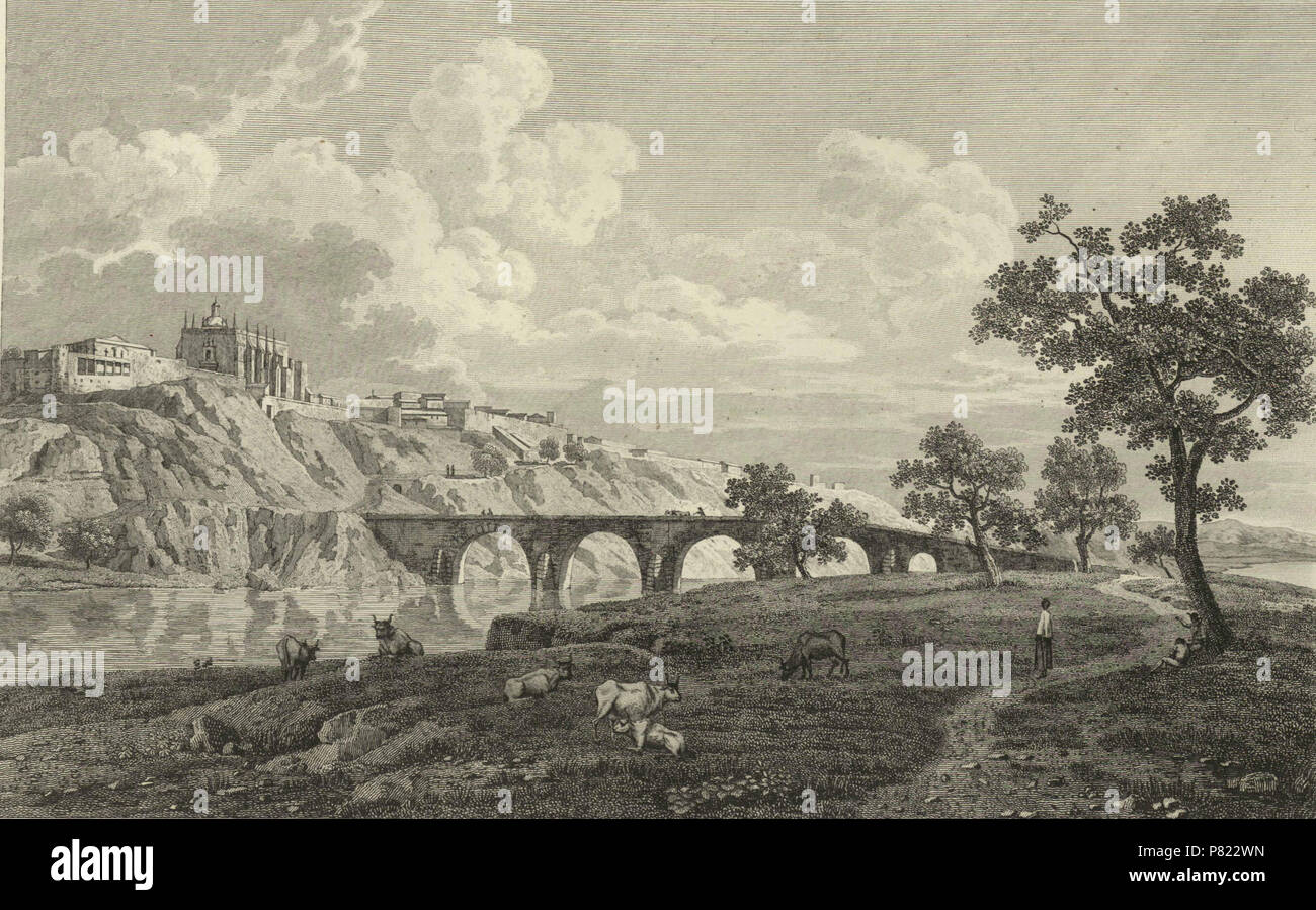 Español: Vista de la ciudad de Coria. 1811 3 1806-1820, Voyage pittoresque et historique de l'Espagne, tomo I, Vista de la ciudad de Coria (cropped) Stock Photo