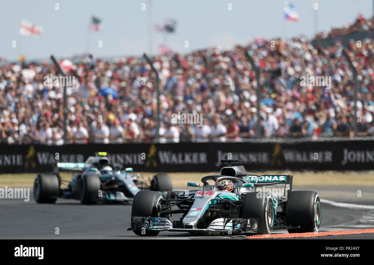 Mercedes' Lewis Hamilton during the 2018 British Grand Prix at Silverstone Circuit, Towcester. Stock Photo
