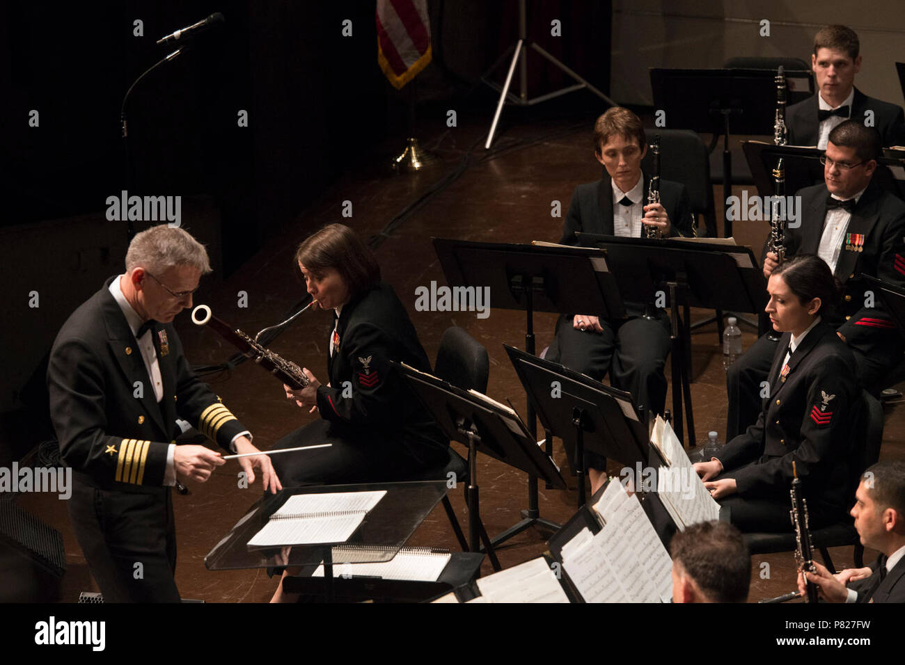 AMHERST, MASS (Mar. 6, 2016) Musician First Class Renee DeBoer performs a bassoon solo with the United States Navy Band at the University of Massachussetts Fine Arts Center in Amherst, Mass. The U.S. Navy Band is on a 25-day tour of the northeastern United States. Stock Photo