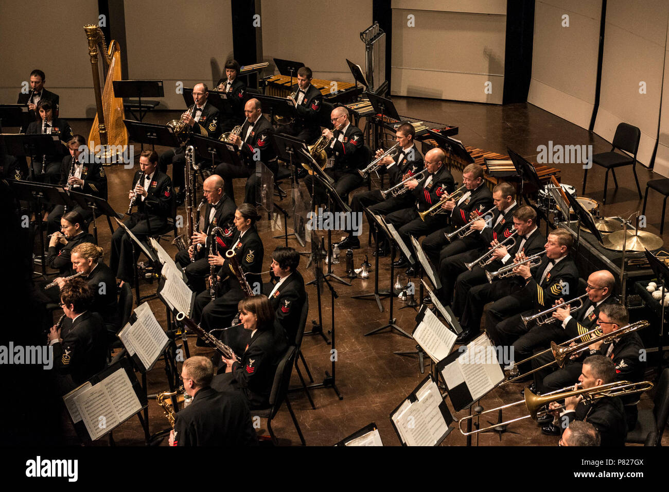 AMHERST, MASS (Mar. 6, 2016) Musicians of the U.S. Navy Band perform at the University of Massachussetts Fine Arts Center in Amherst, Mass. The U.S. Navy Band is on a 25-day tour of the northeastern United States. Stock Photo