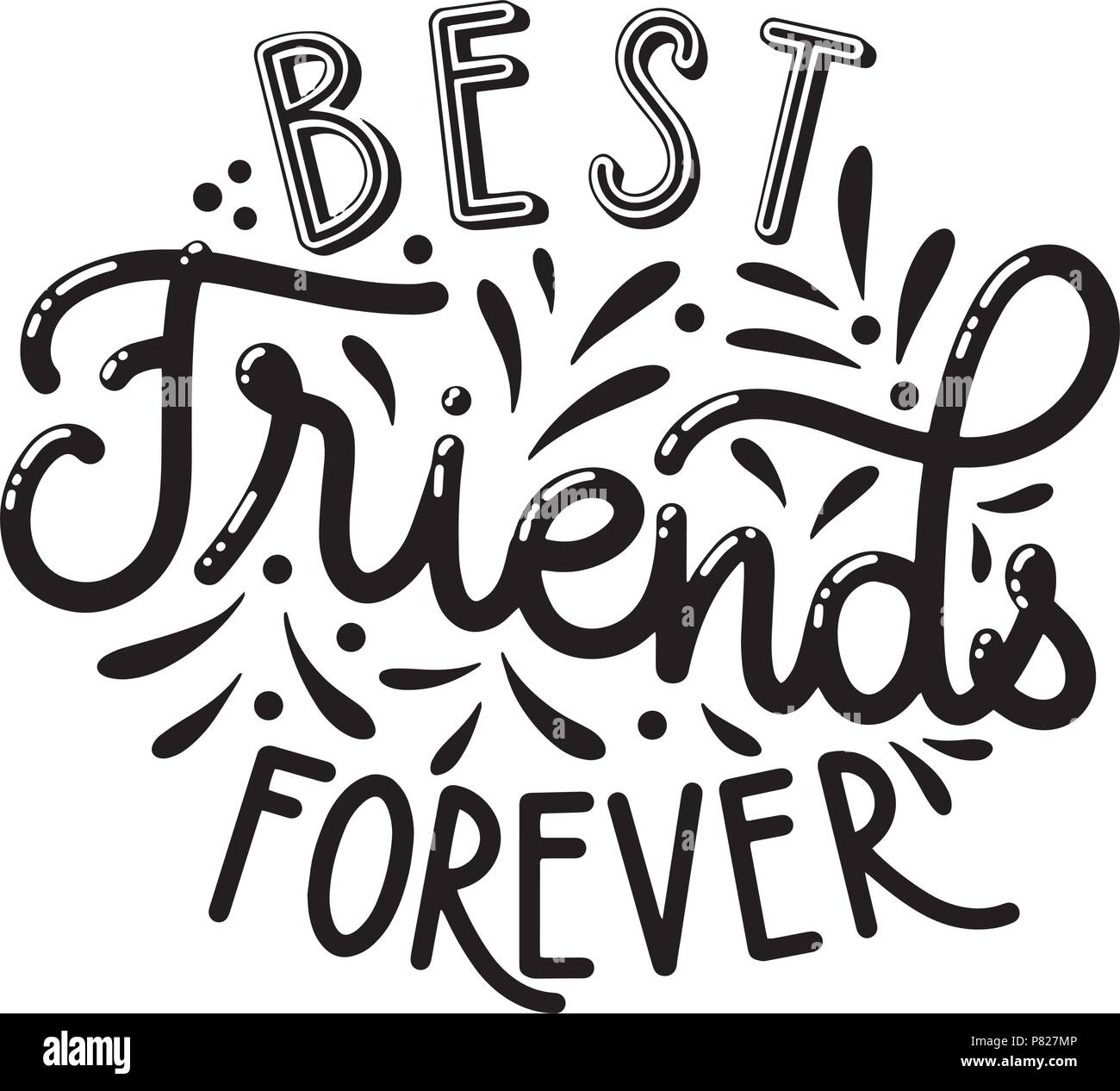 Friendship day hand drawn lettering. Best friends forever. Vector elements for invitations, posters, greeting cards. T-shirt design Stock Vector