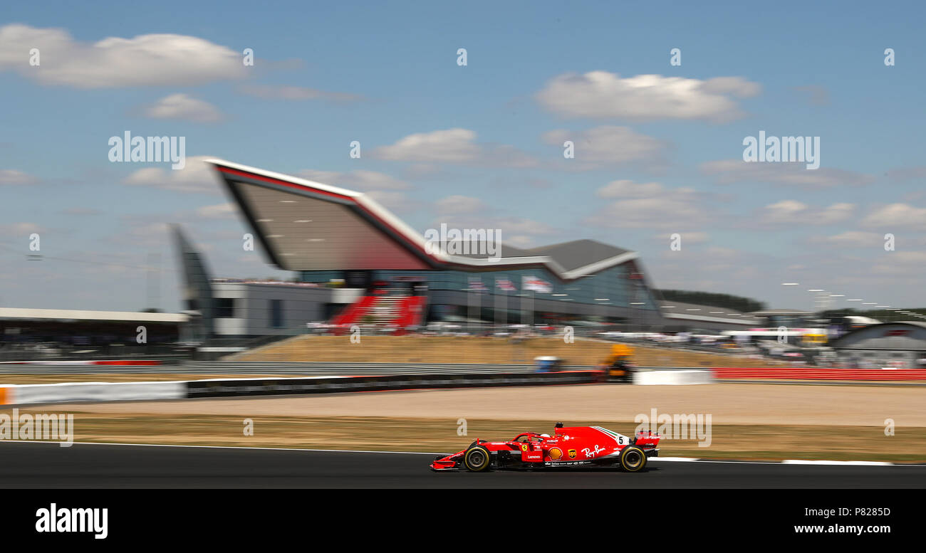 Ferrari's Sebastian Vettel during the 2018 British Grand Prix at Silverstone Circuit, Towcester. Stock Photo